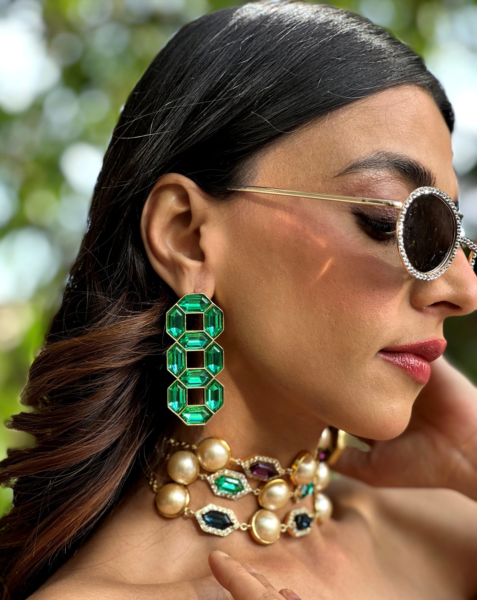Cavana Statement Studs (Emerald)