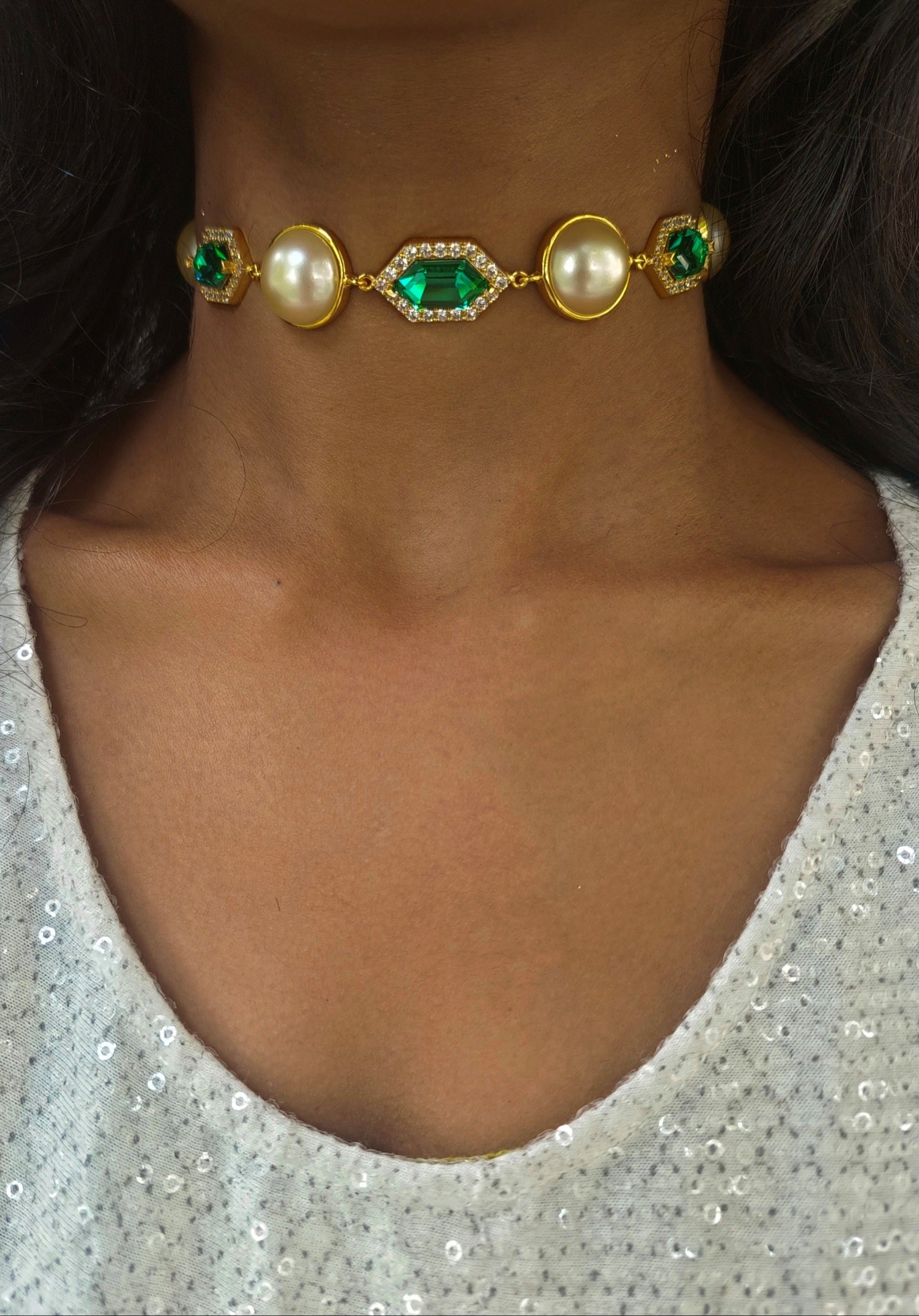 Cavi Pearl Choker (Emerald)