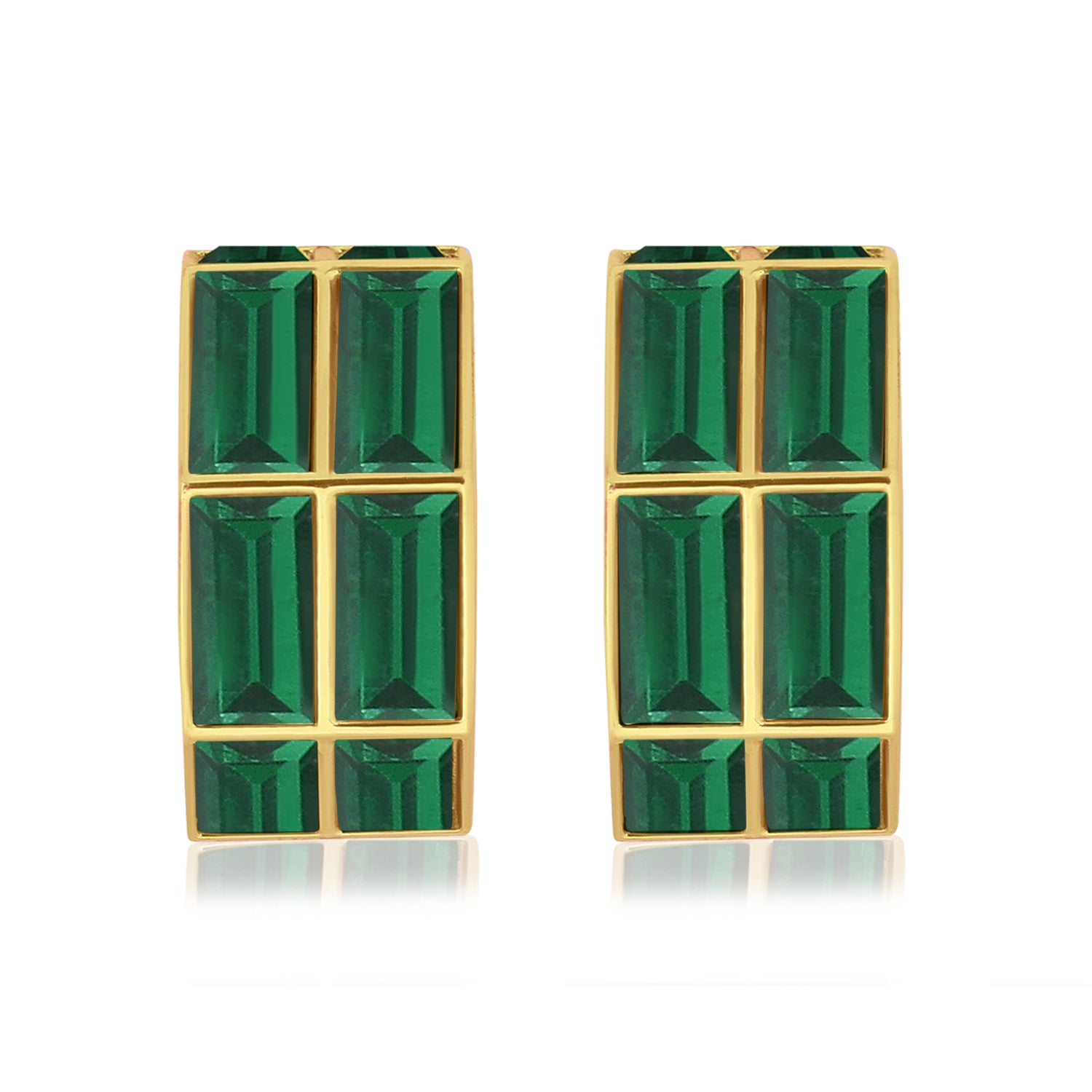Chandelier Baguette Hoops (Emerald)