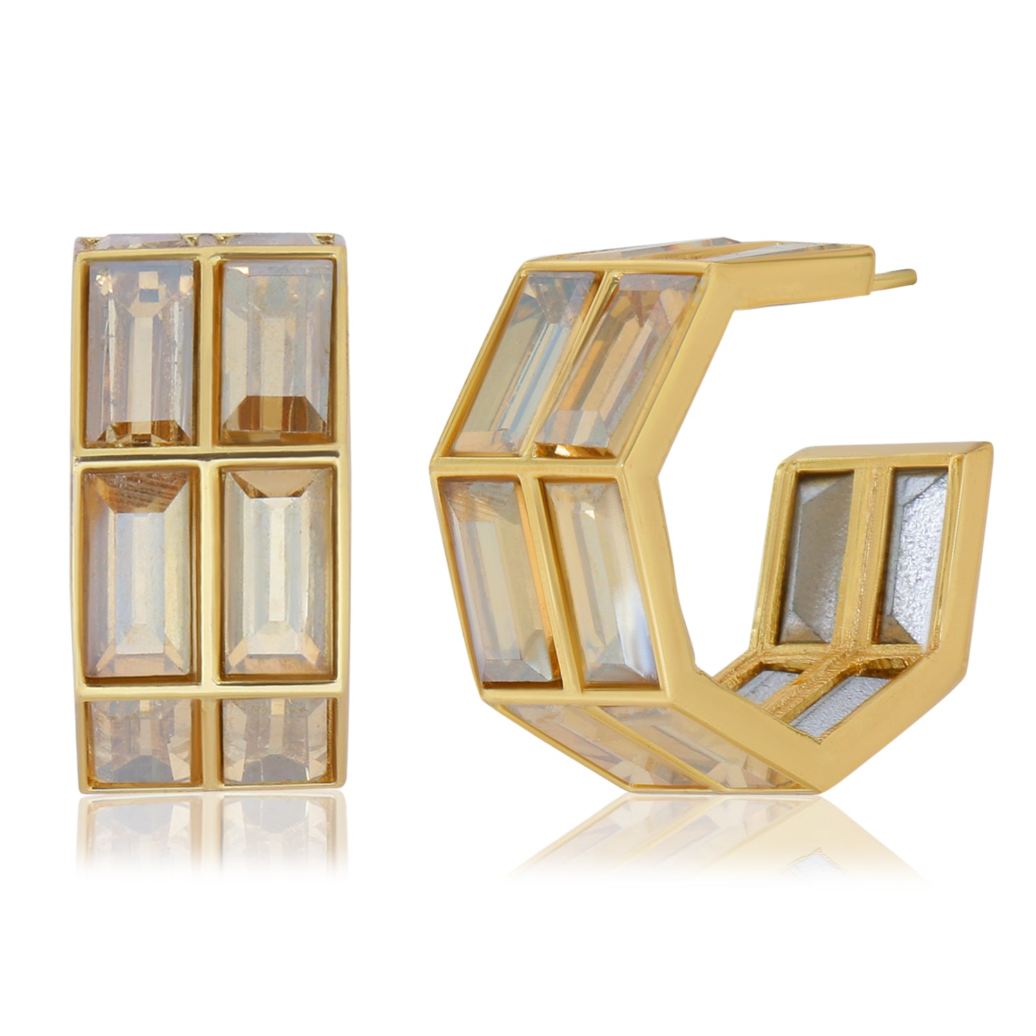 Chandelier Baguette Hoops (Gold)