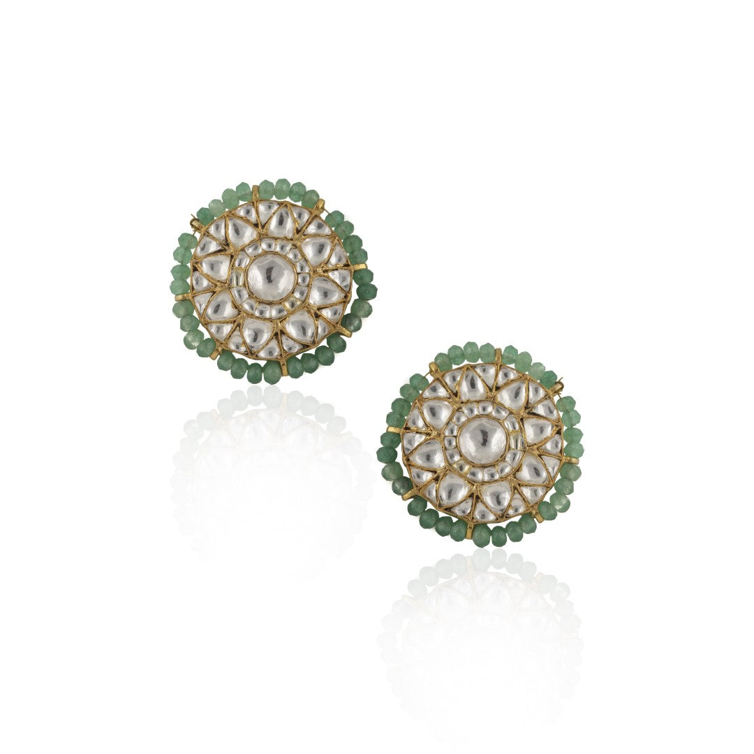 22Kt Gold Plated Meenakri Sea Green Necklace Set