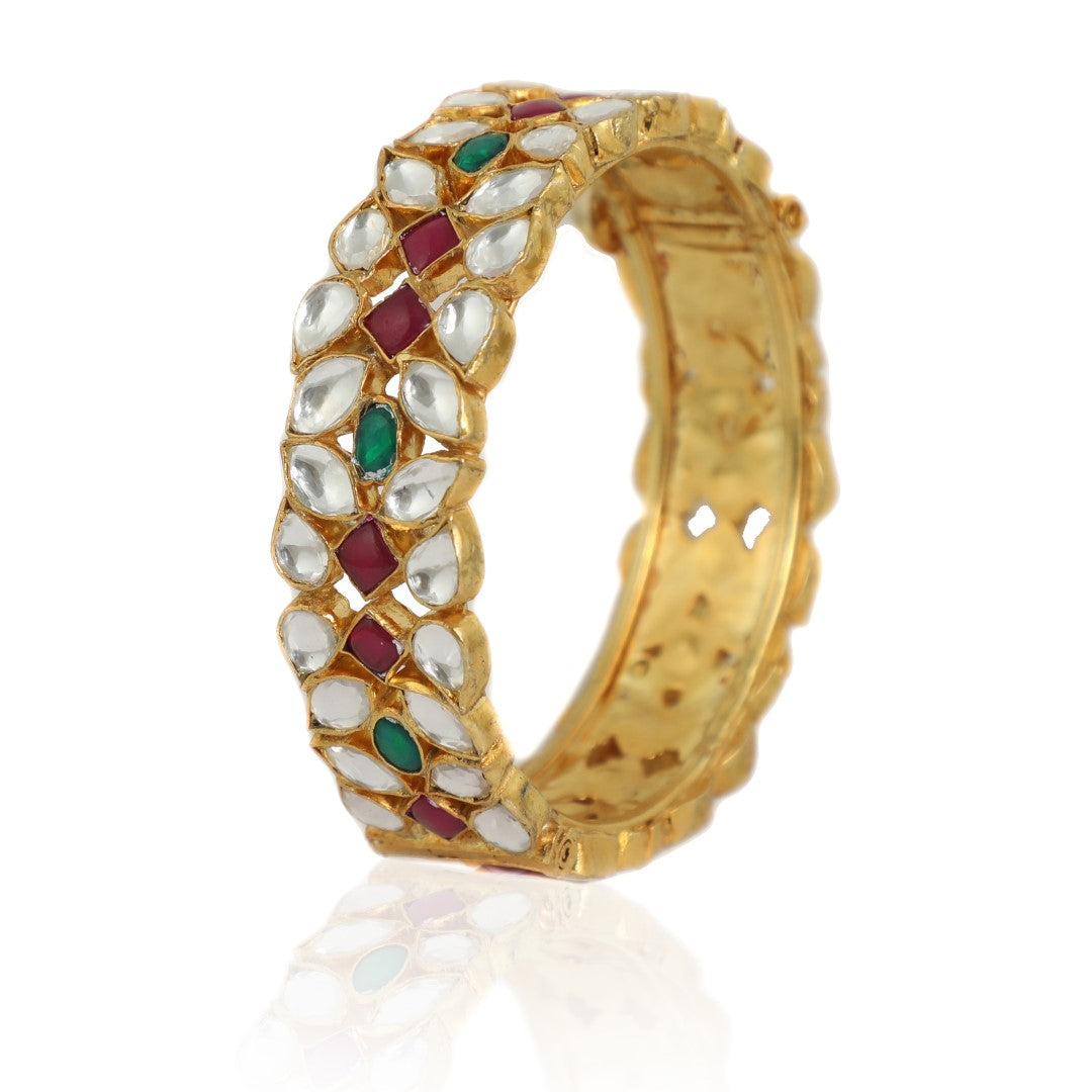 Pink & Green Jadau Bangles(Single Pc)