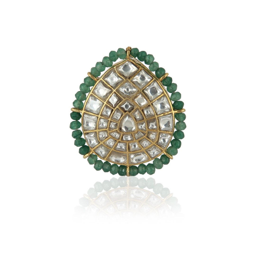 Riana Gold Plated Sea Green Ring