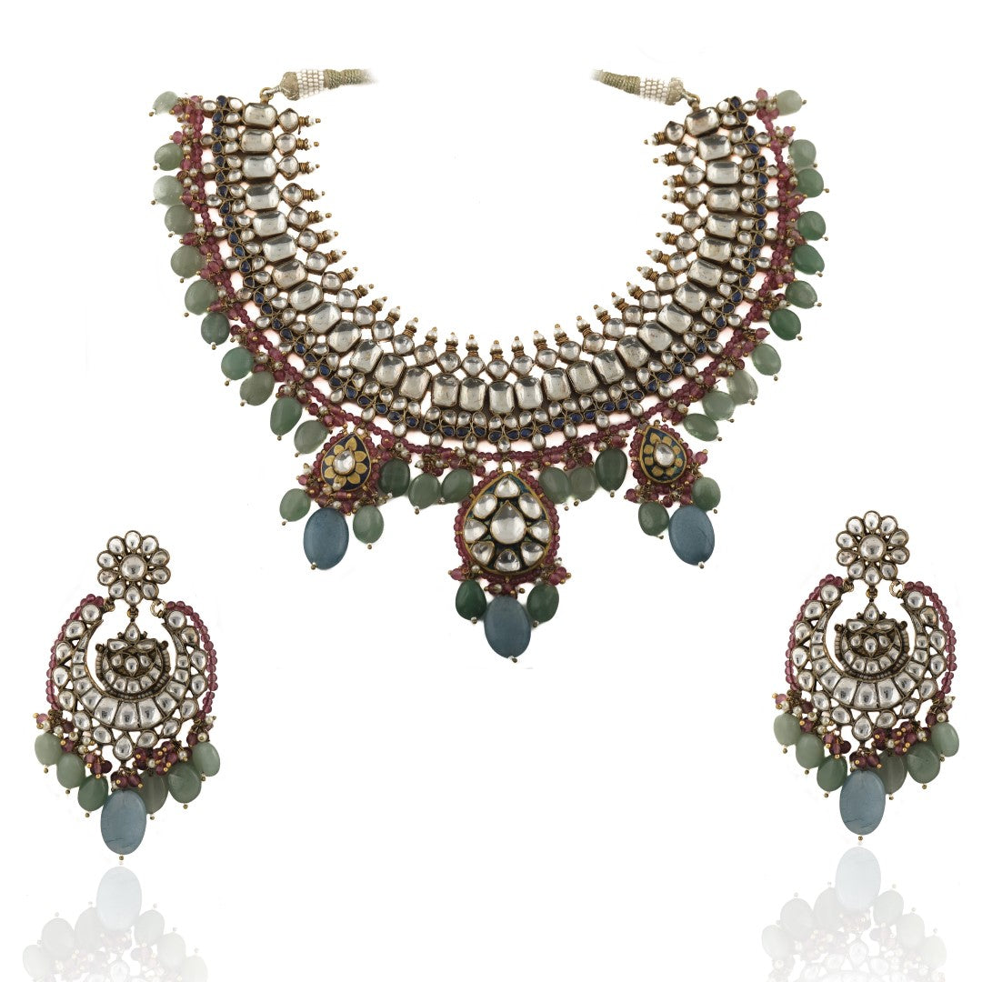 Sea Green And Pestle Blue Necklace Set
