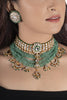 22Kt Gold Plated Meenakri Sea Green Necklace Set