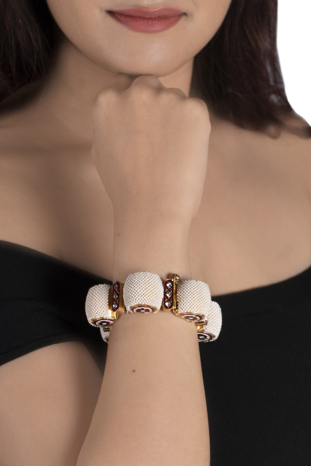White Flower Work Gajara Bangles