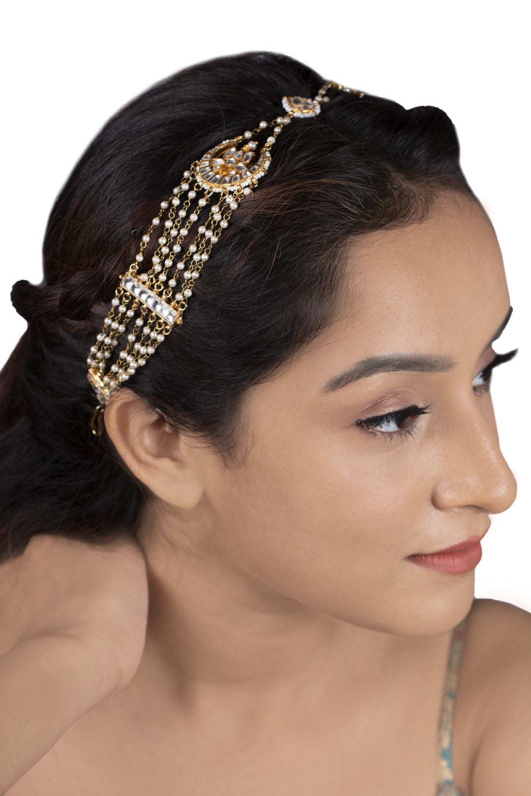 White Chand Design Gold Plated Hiarband