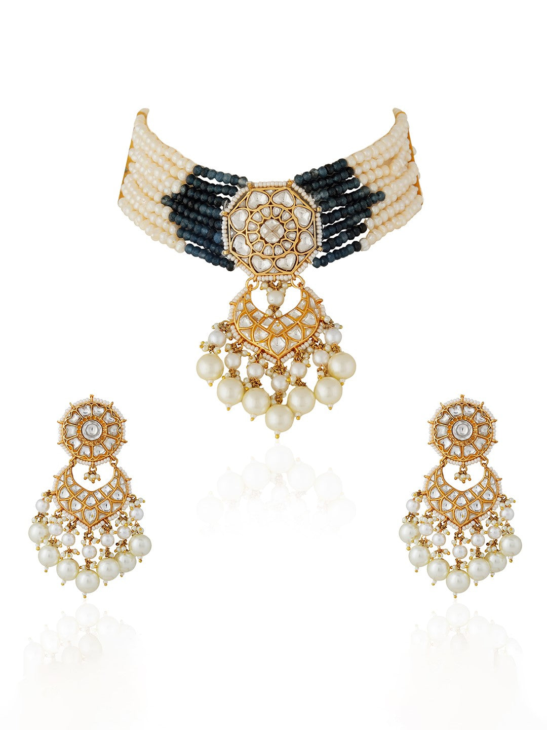 Blue premium quality gold plated choker set