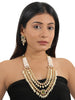 White pearl beaded double layered necklace set