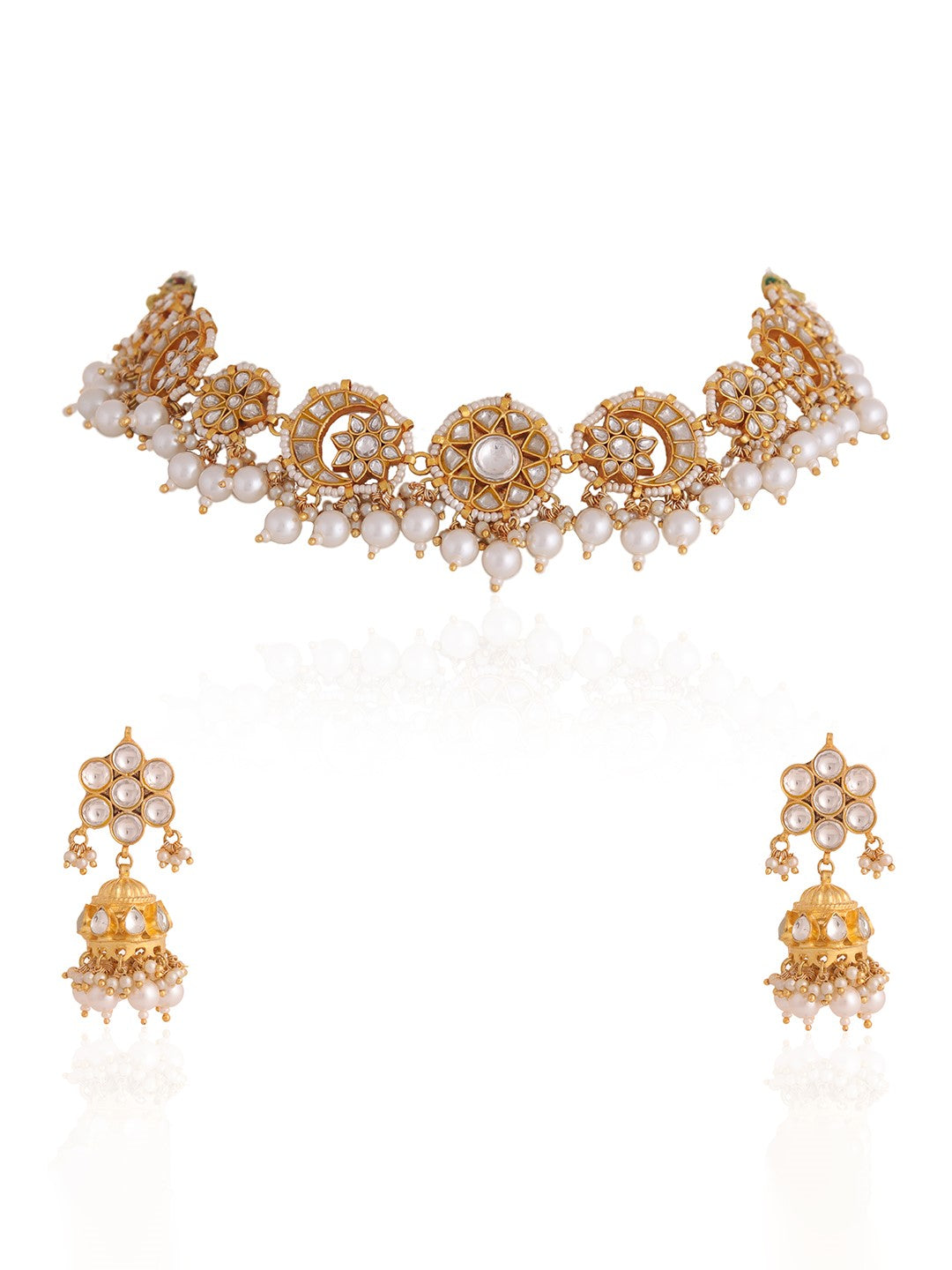 Delicate white pearl choker set