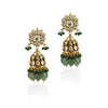 Sea Green And Dark Green Beads White Small  Jhumki