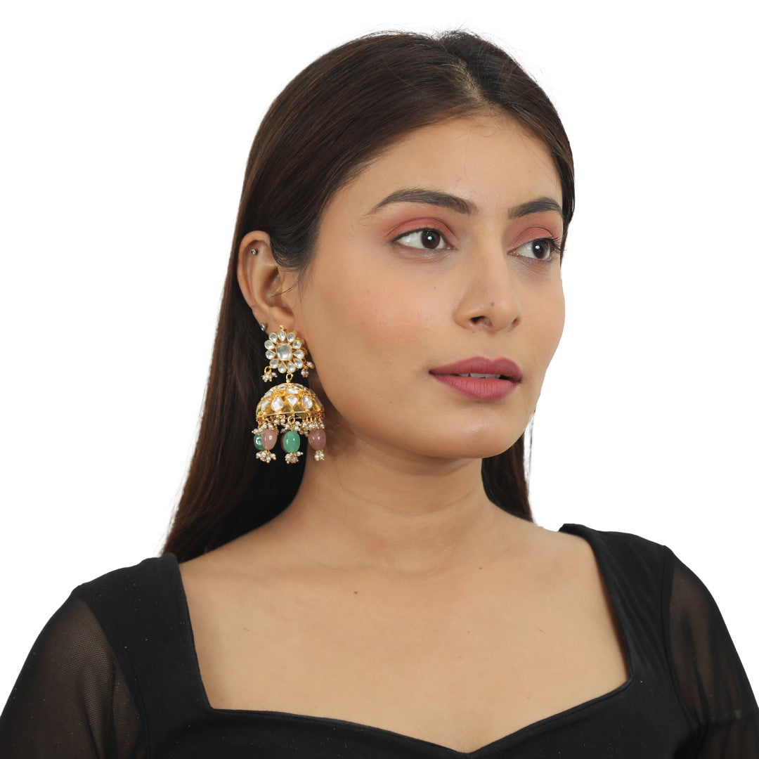 Pastel Colour Gold Plated Jhumka