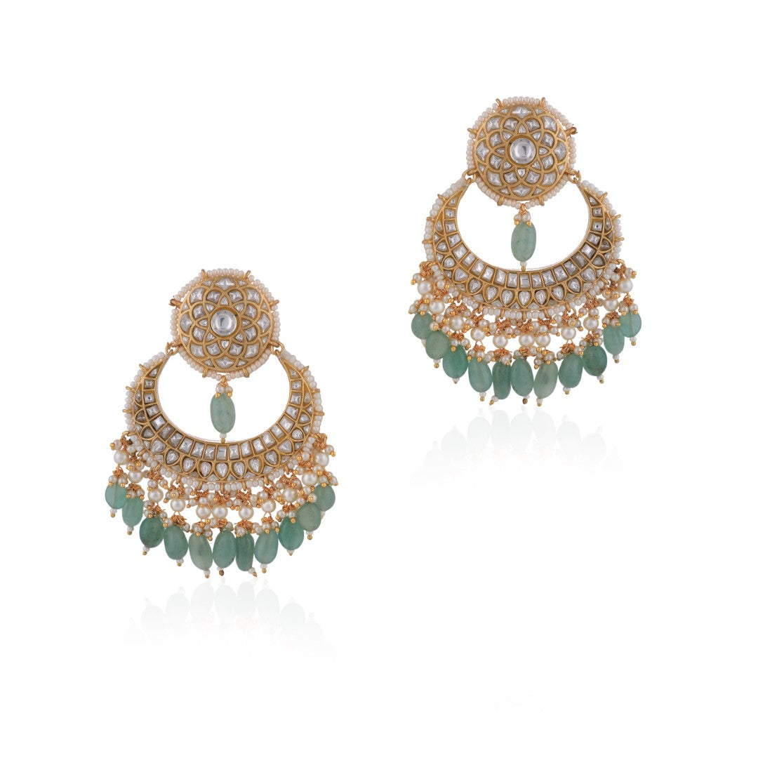 Gold plated sea green chandbaali