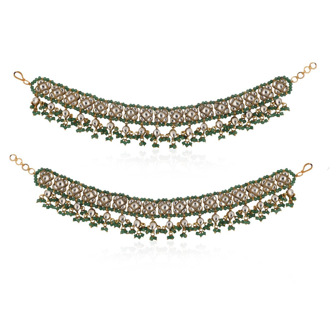 Sea green gold plated payal