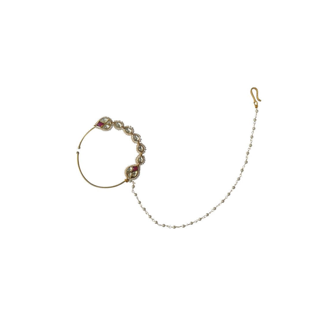 Pink & Green Gold Plated Nath
