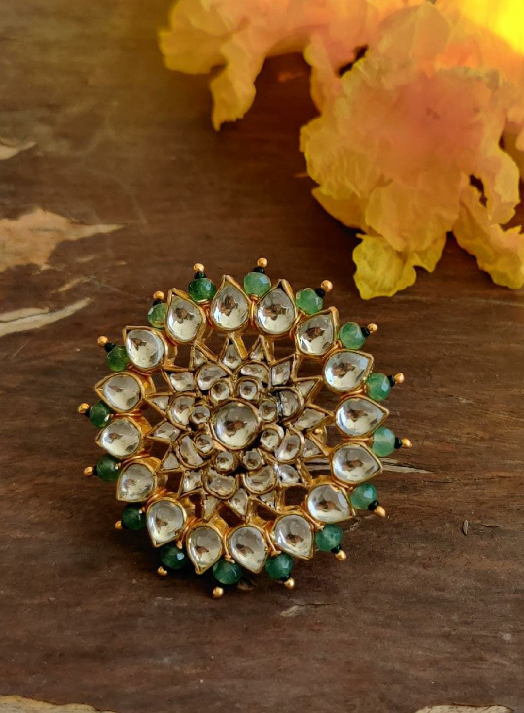 Sea Green Gold Plated Ring