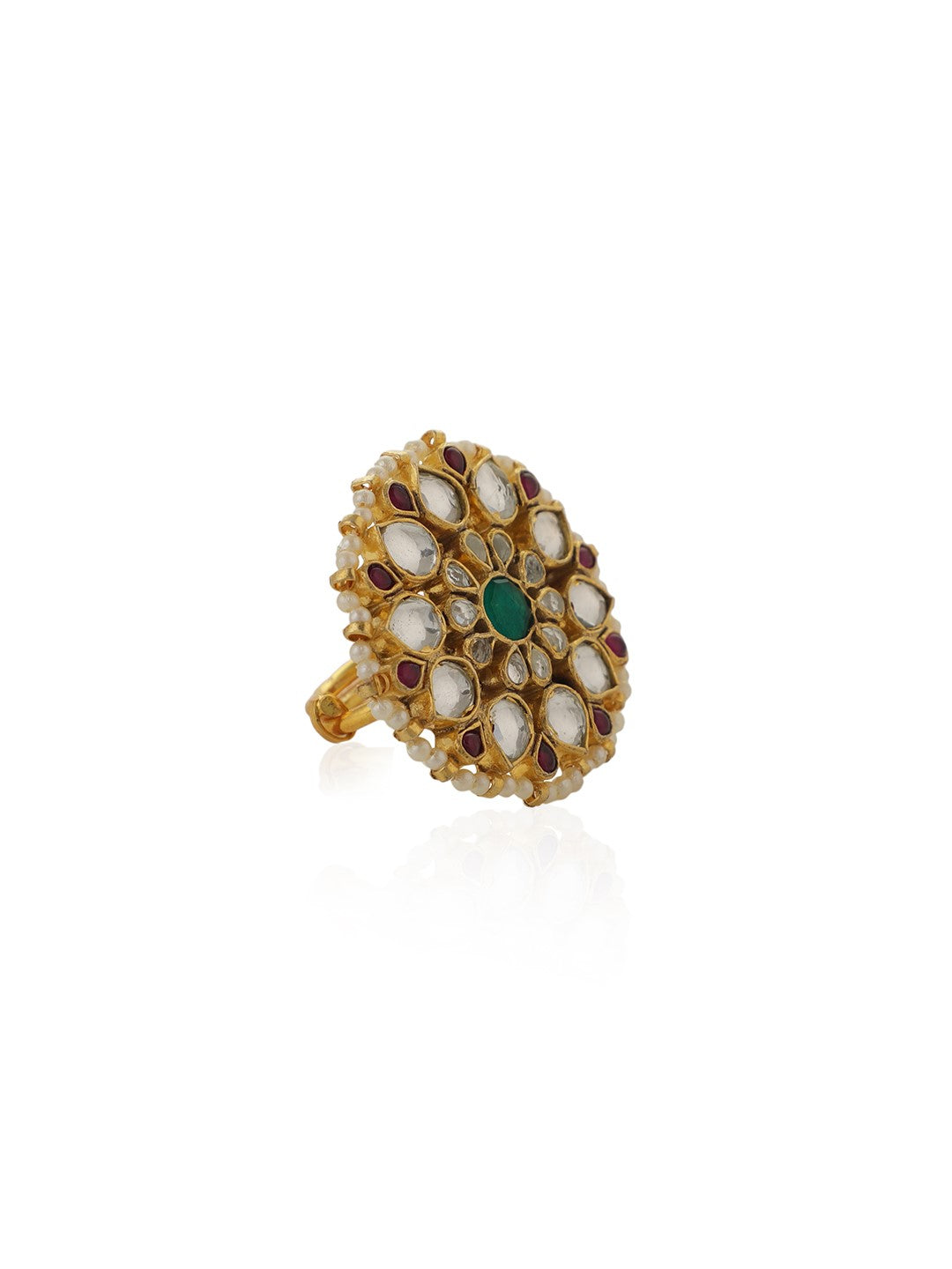 Multicolour gold plated ring
