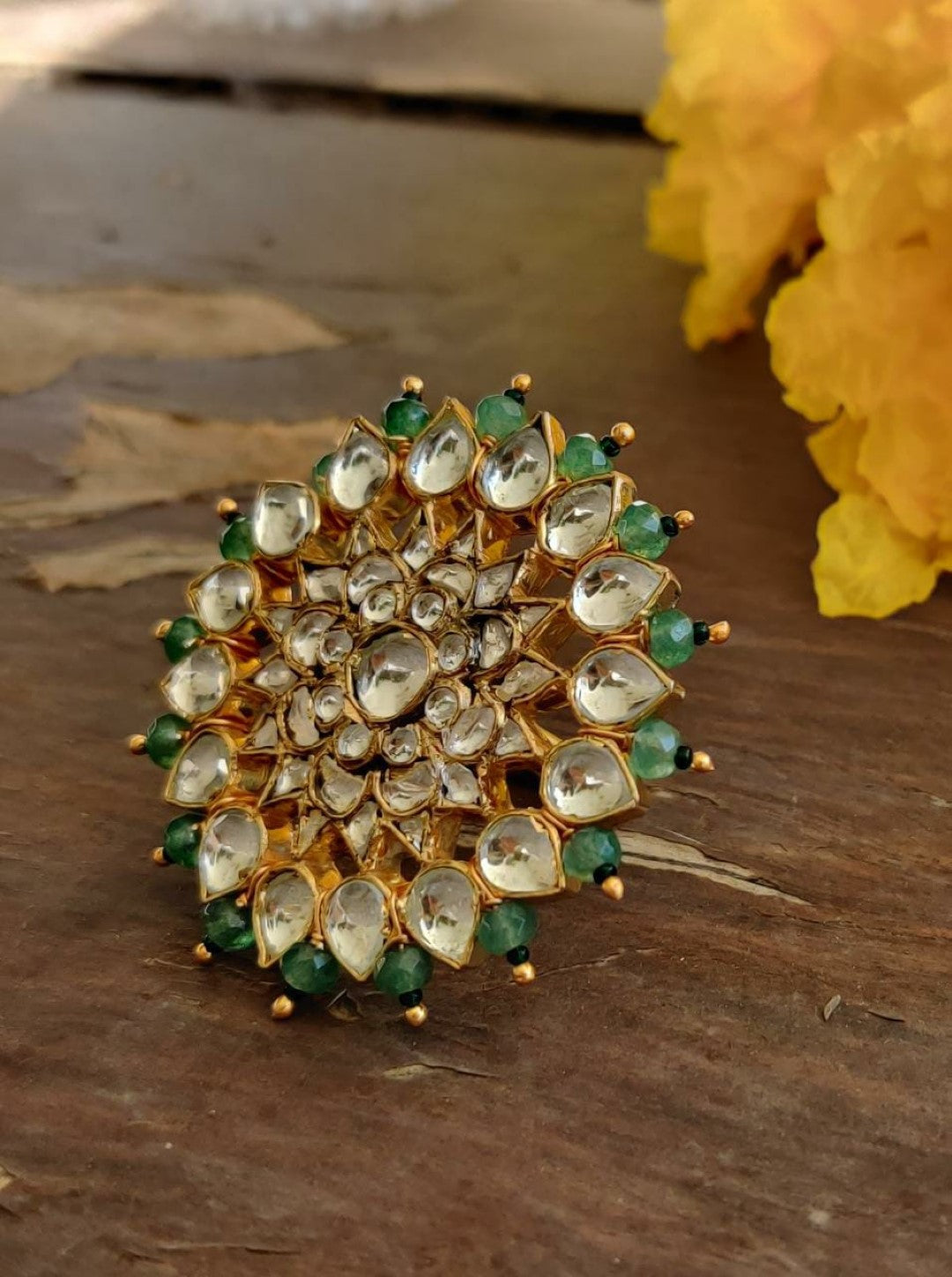 Sea Green Gold Plated Ring
