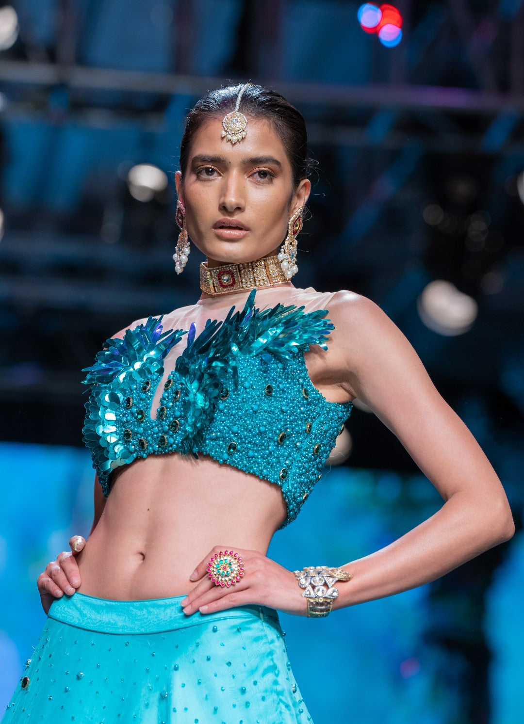 White Pearl Beaded Small Tikka