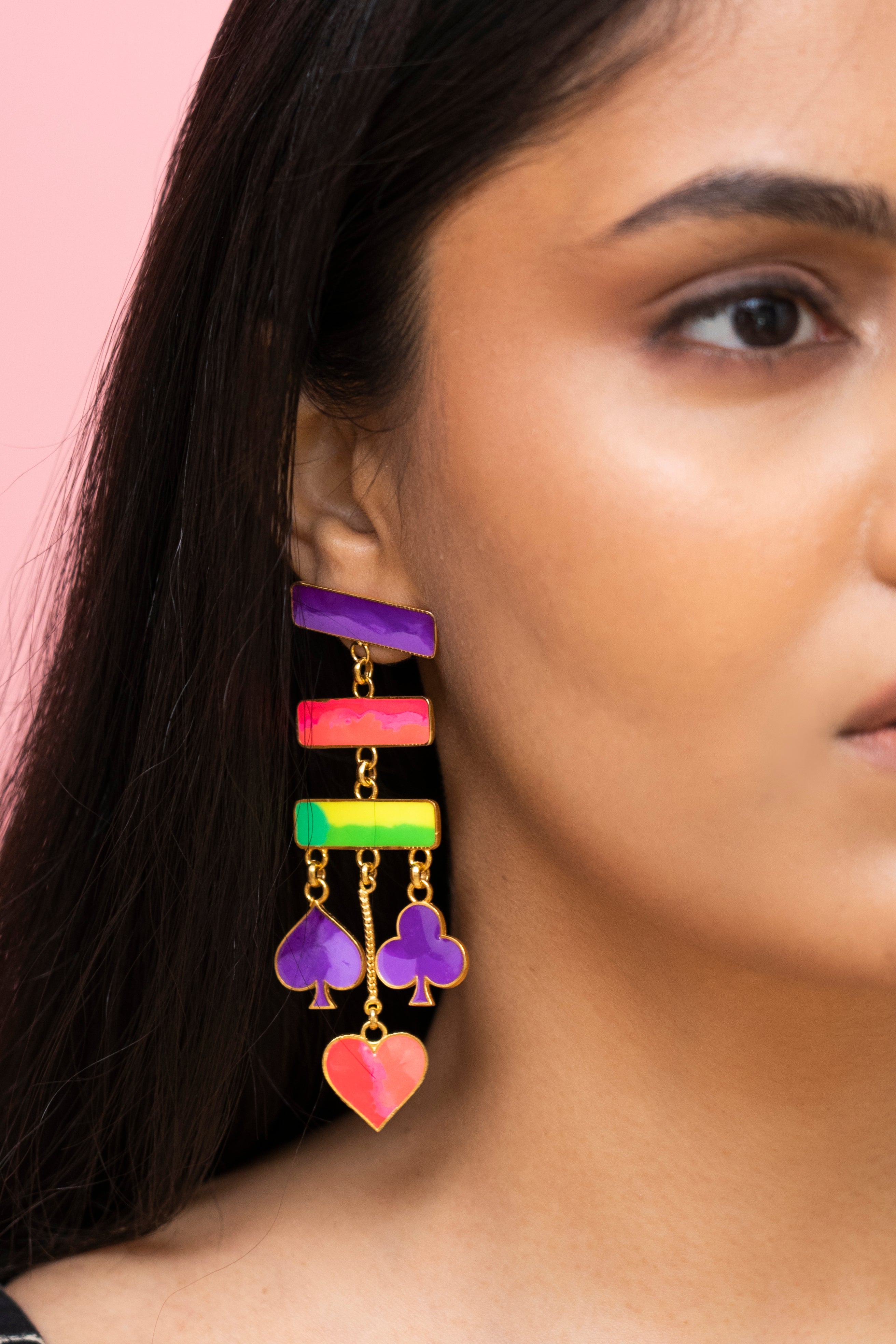 Teen patti earrings