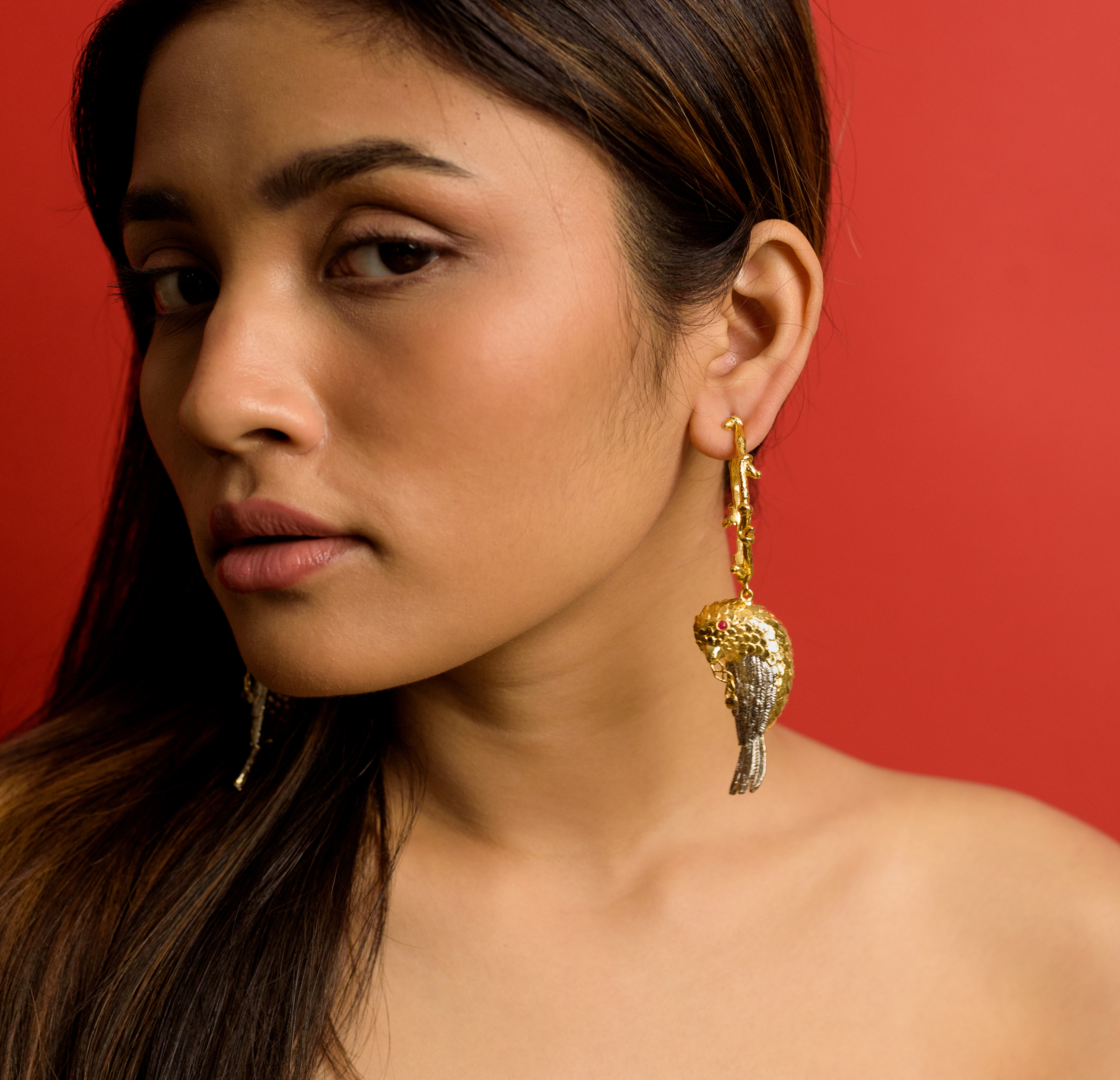 Birdy golden fling earrings