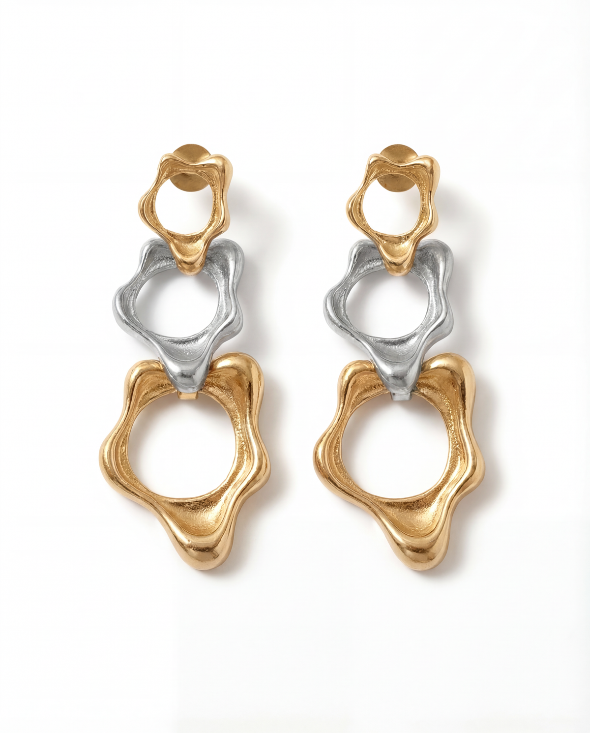 Fluid trio earring (dual tone)