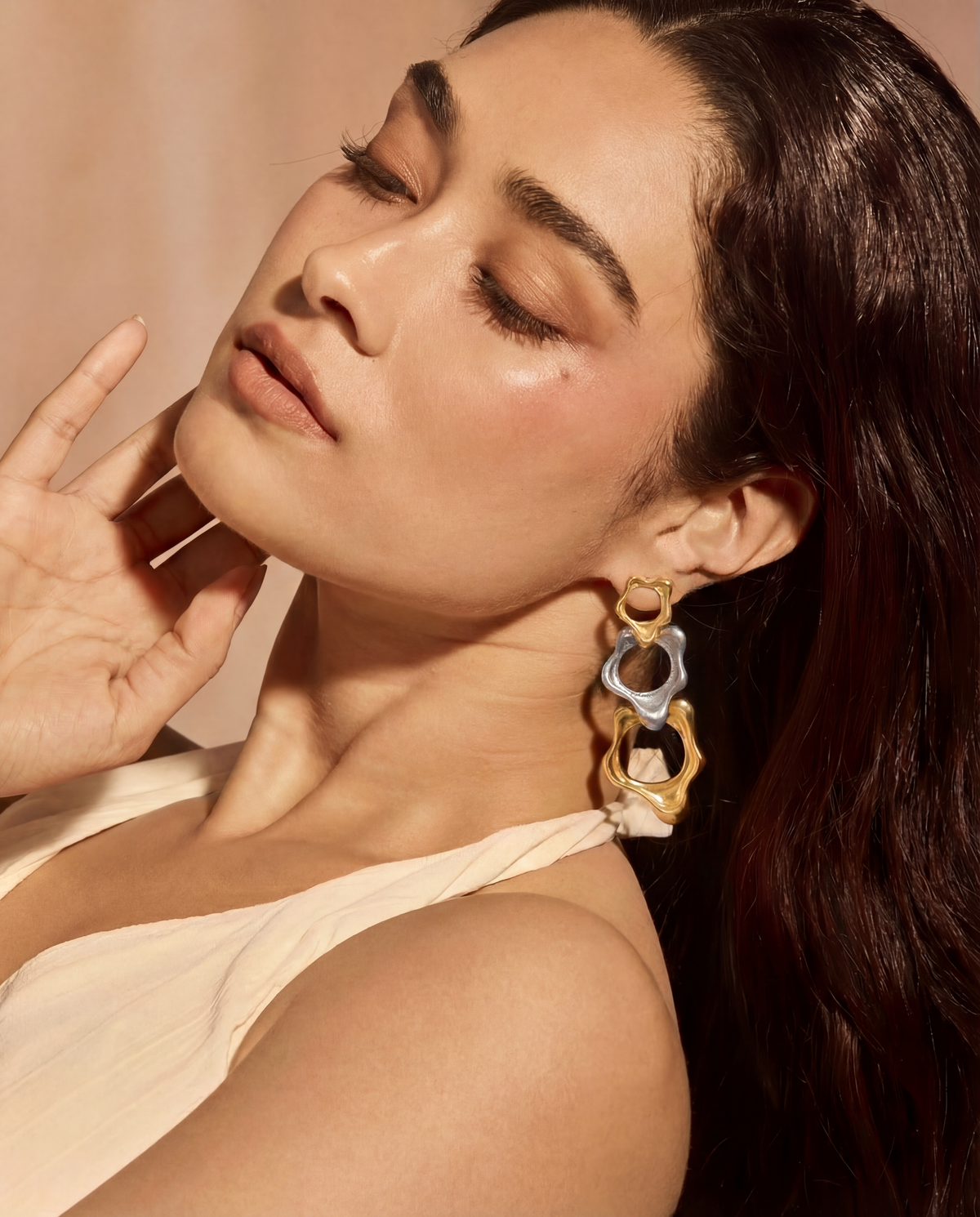 Fluid trio earring (dual tone)