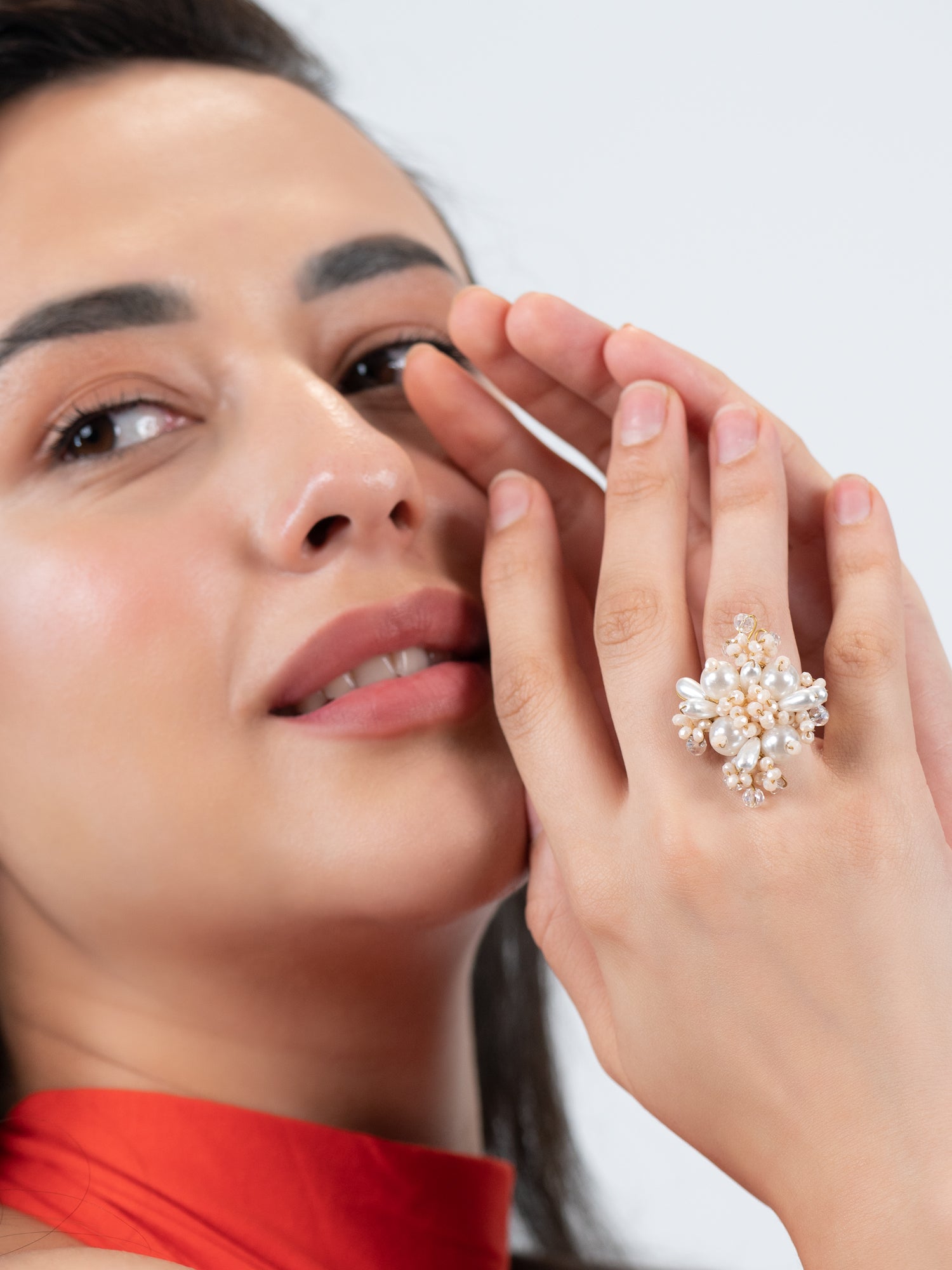 Peachy pearl ring