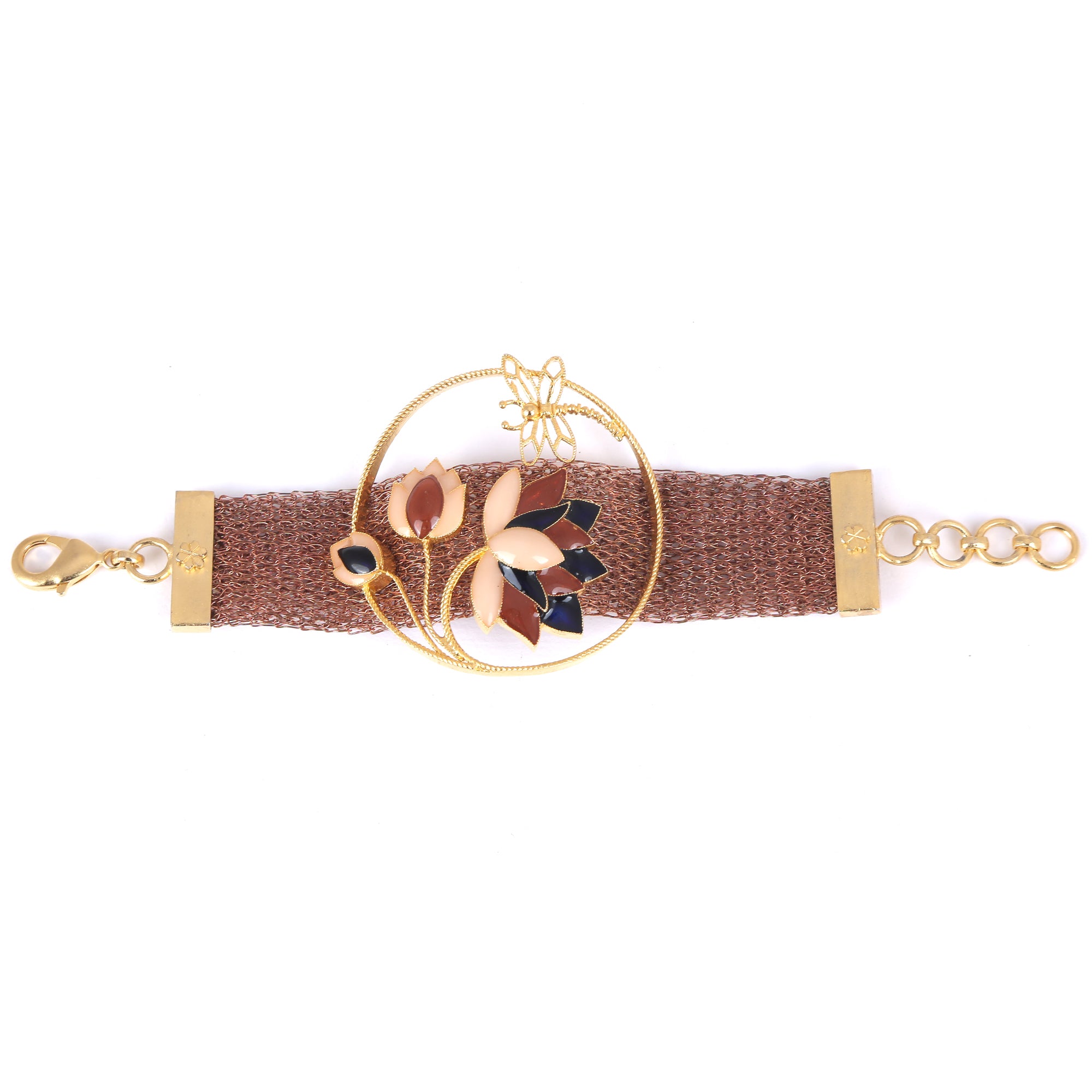Rustic weave lotus bracelet