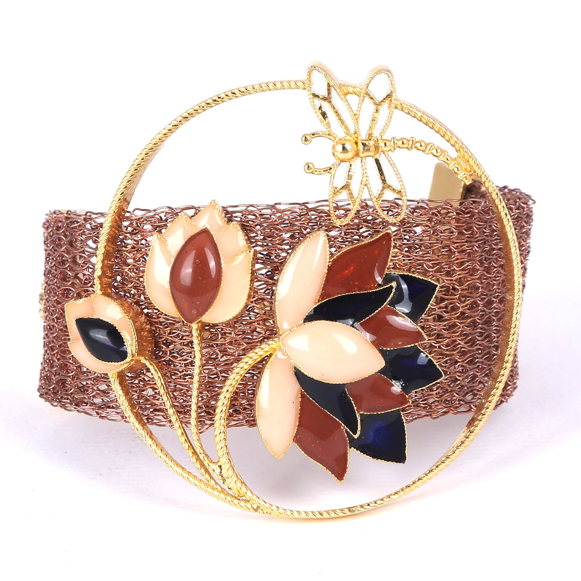 Rustic weave lotus bracelet