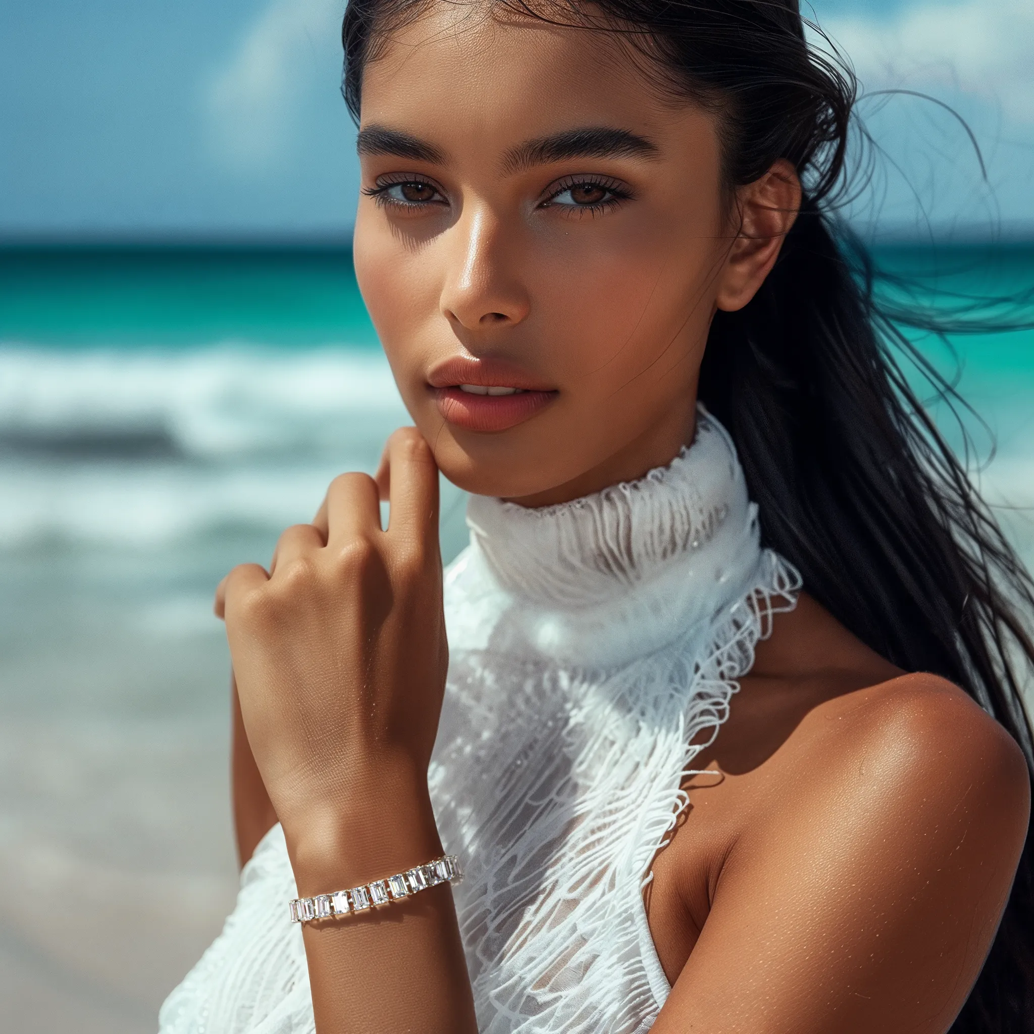 Glamour Silver Tennis Bracelet