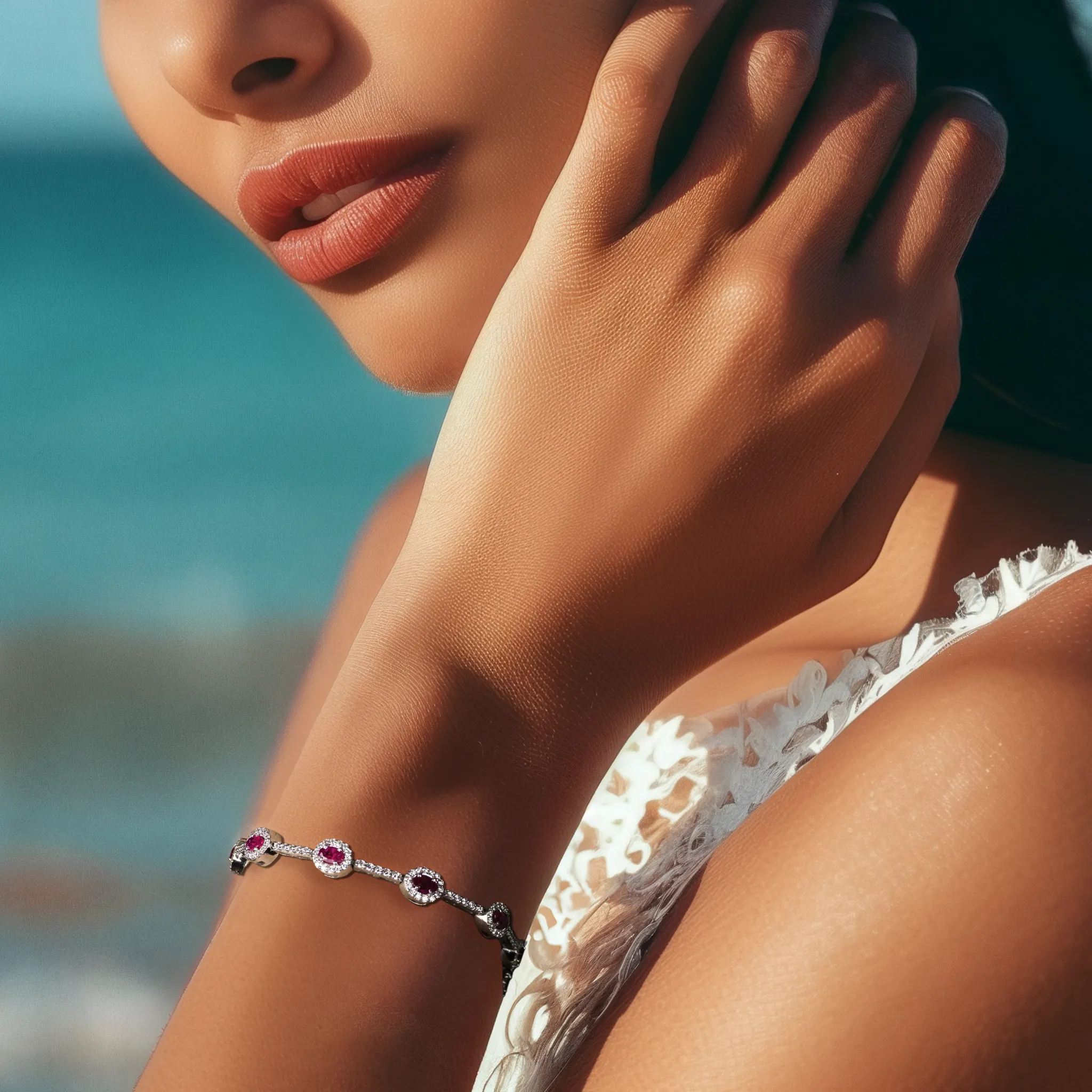 Radiant Red Riviera Silver Bracelet