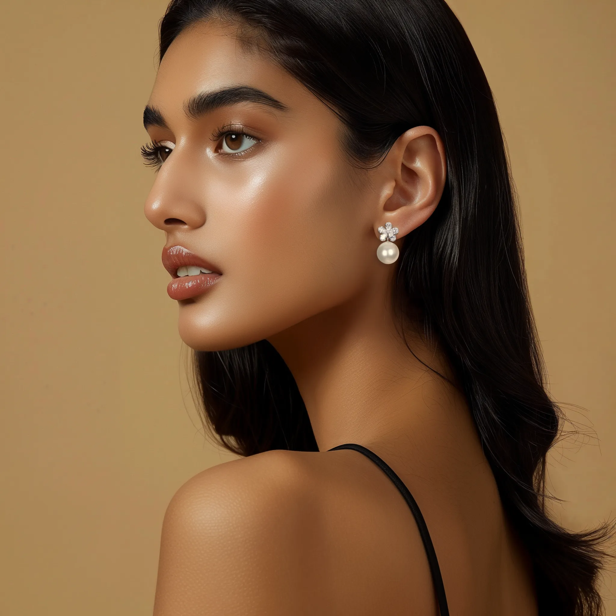 Petal And Pearl Drop Silver Earrings