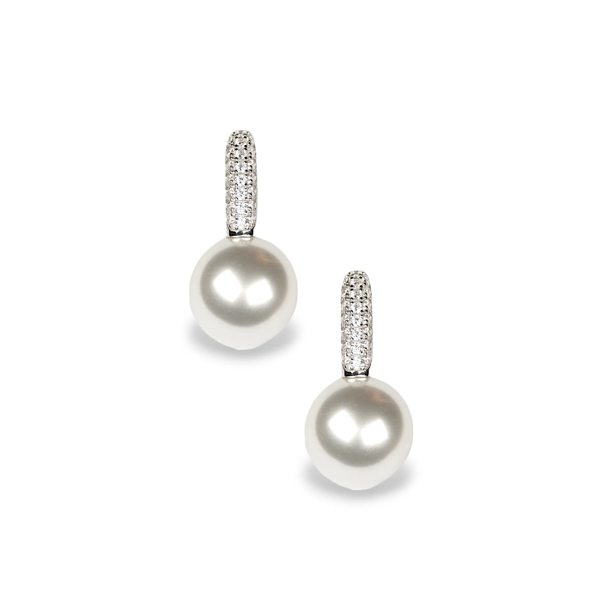 Pearl And Pave Embrace Silver Earrings