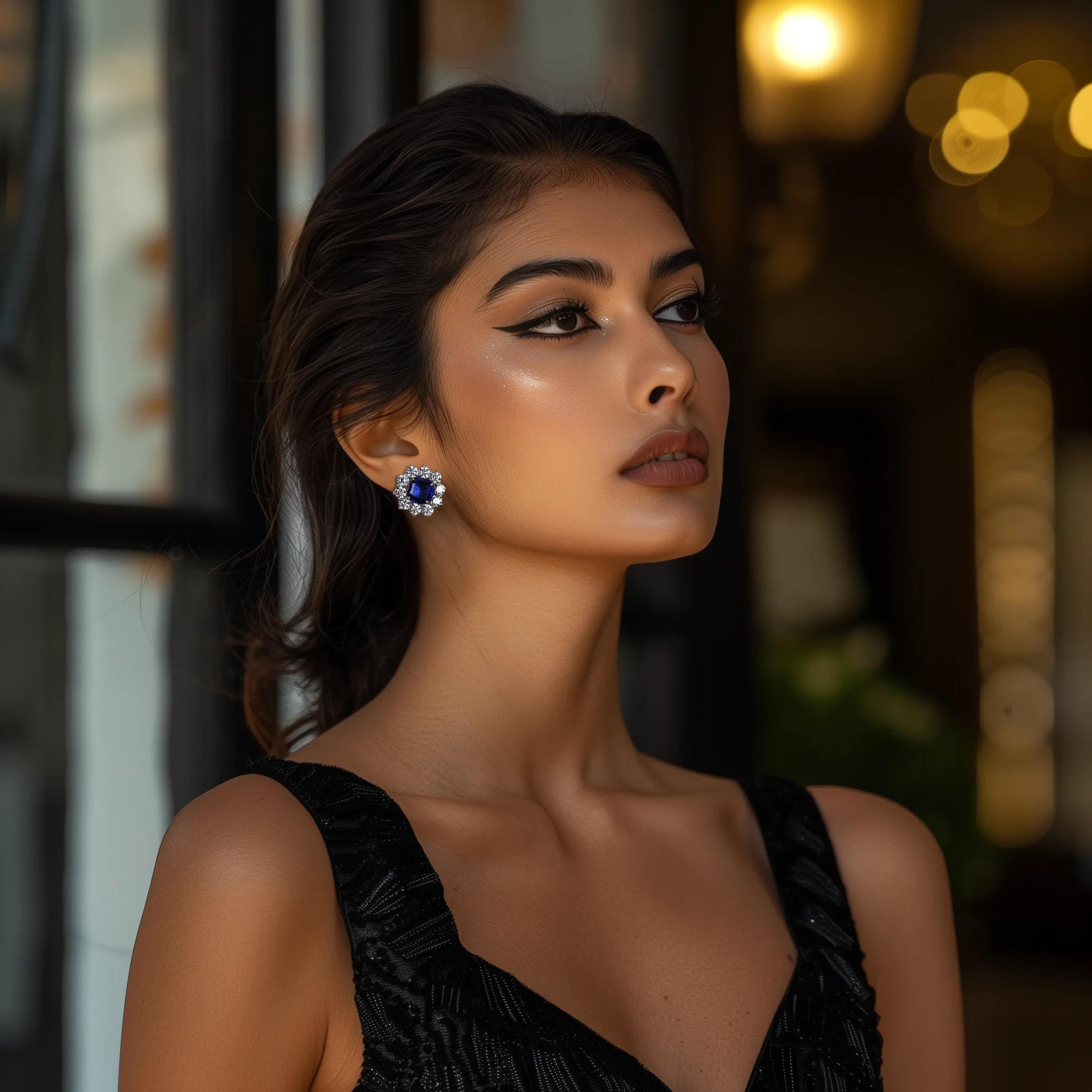 Cosmic Bloom Saphire Silver Studs