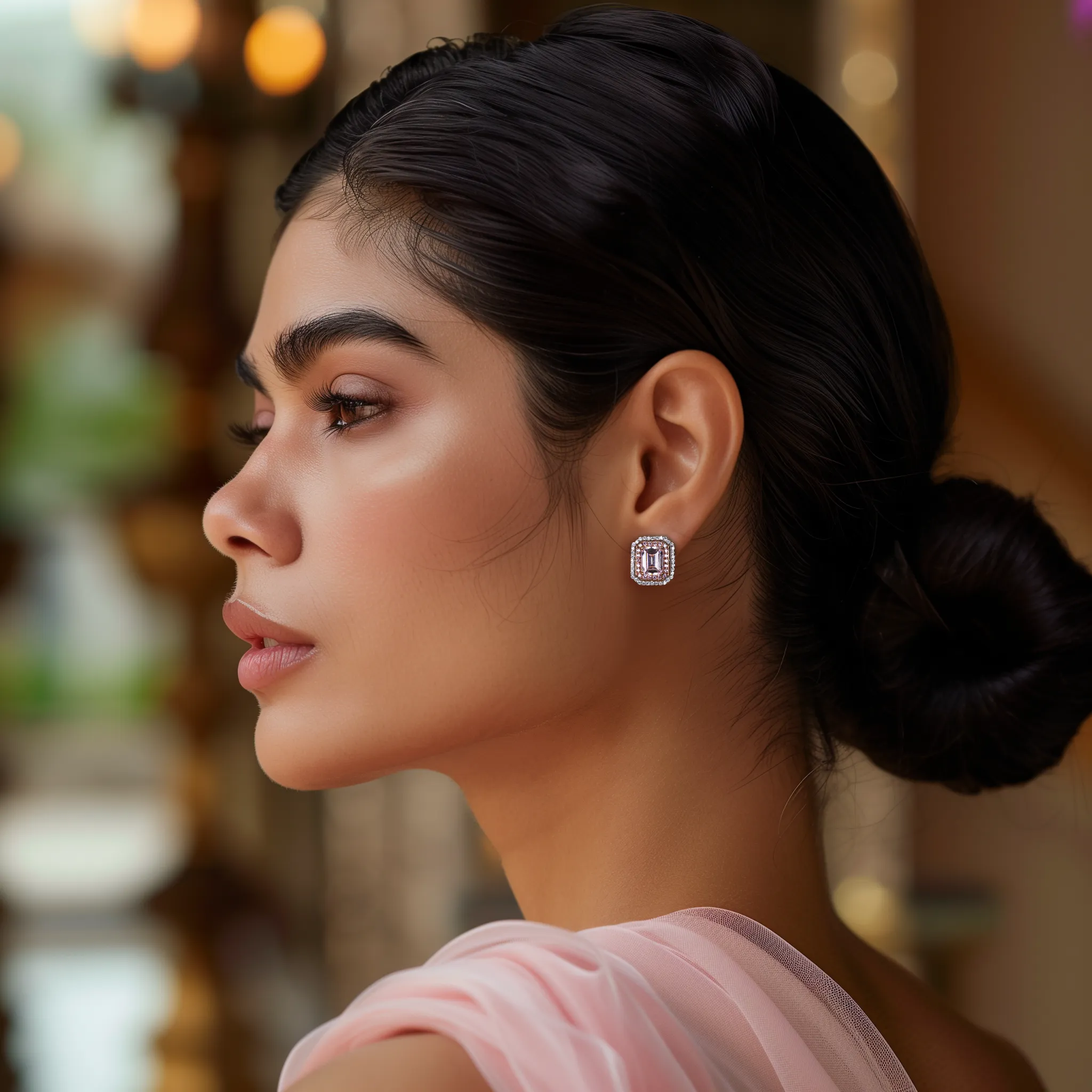 Pink Rhapsody Silver Studs