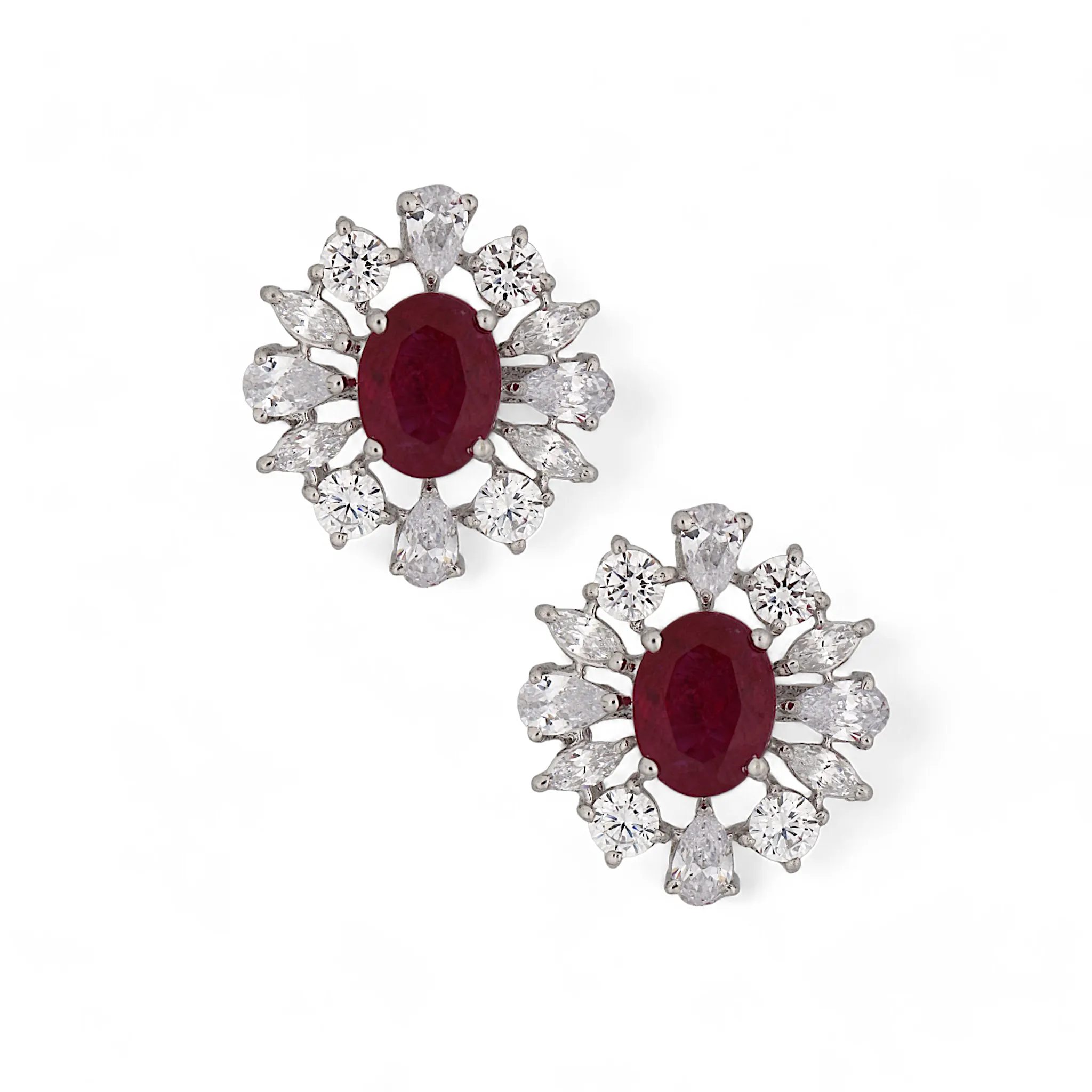 Crimson Rhapsody Ruby Silver Studs