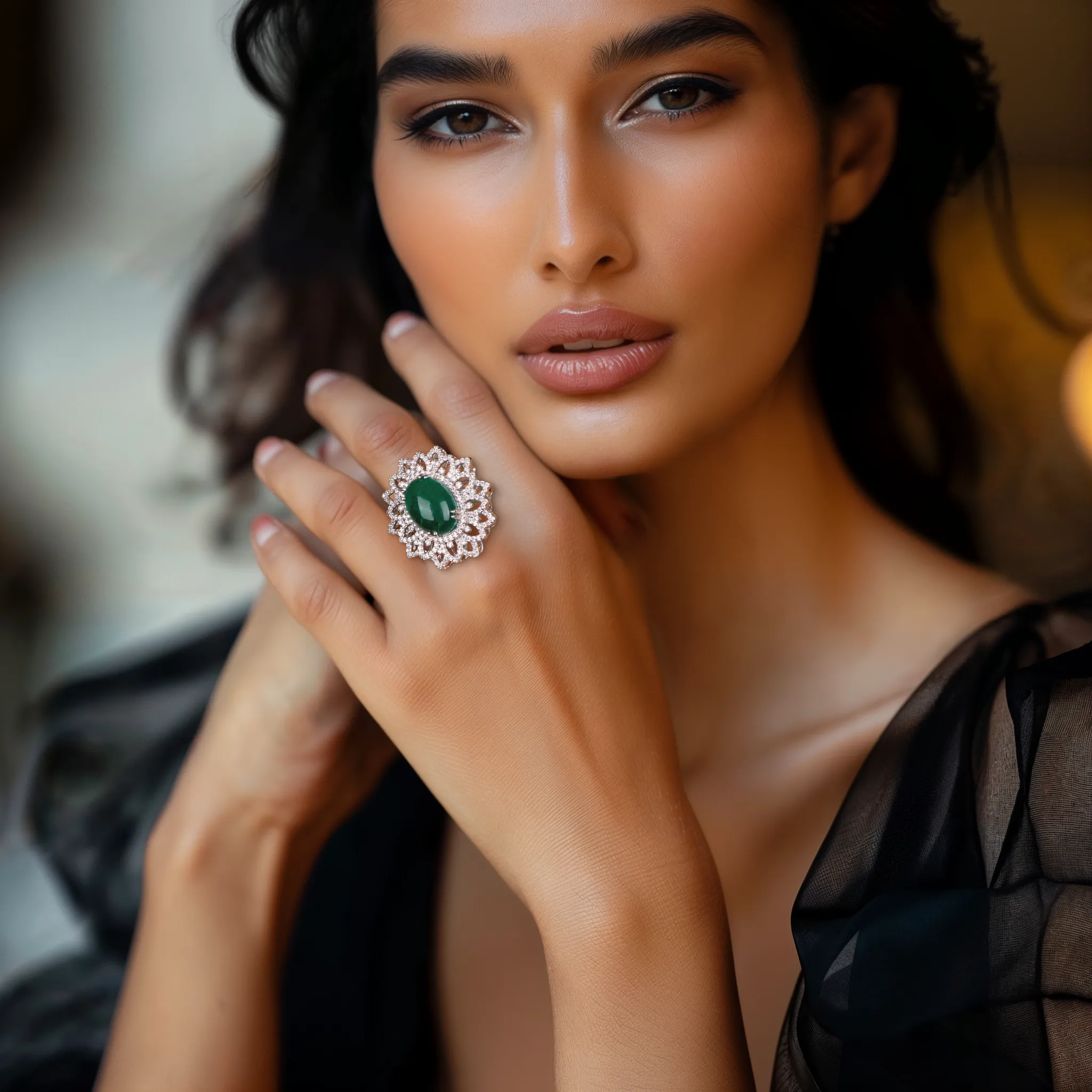 Radiant Floral Embrace Silver Ring