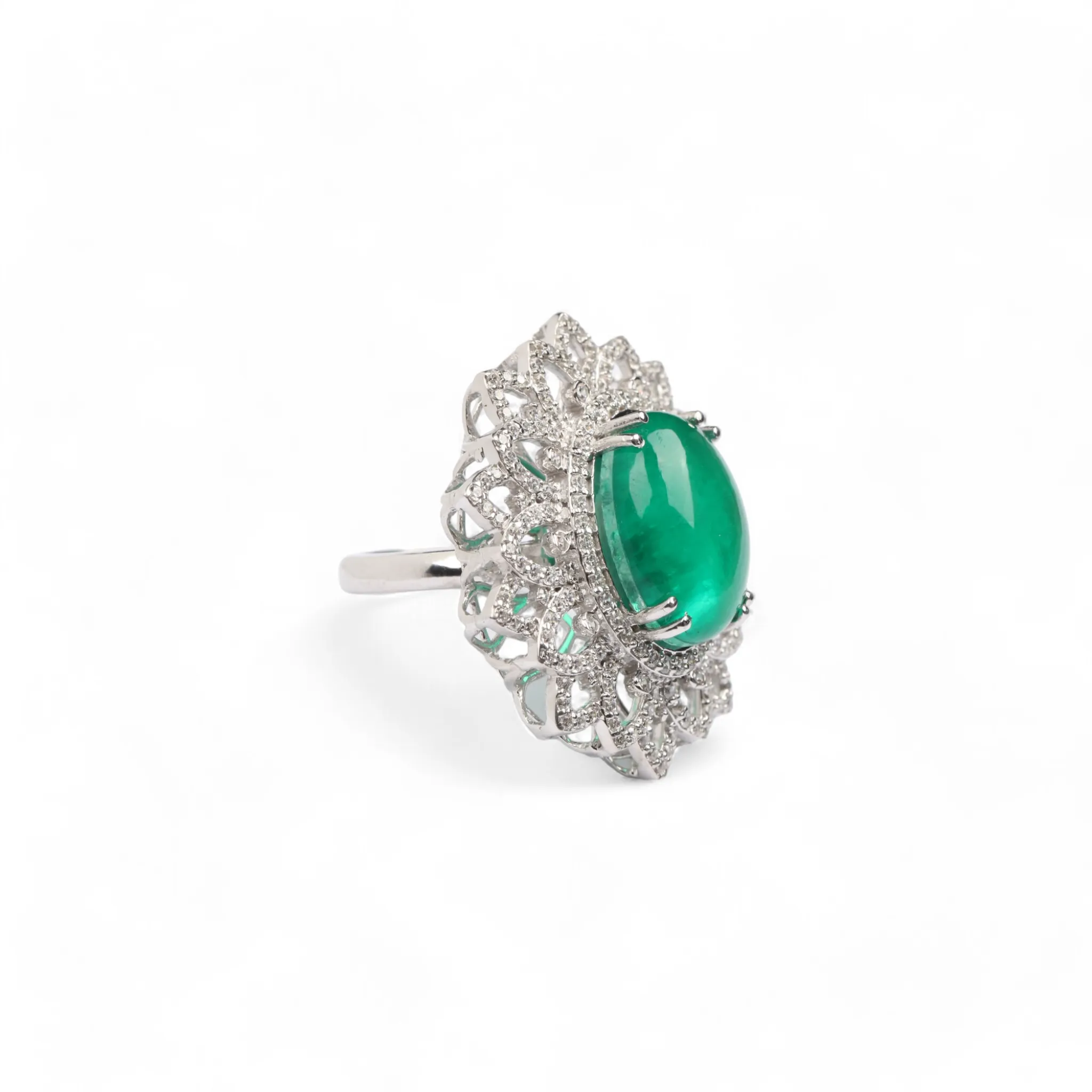 Radiant Floral Embrace Silver Ring