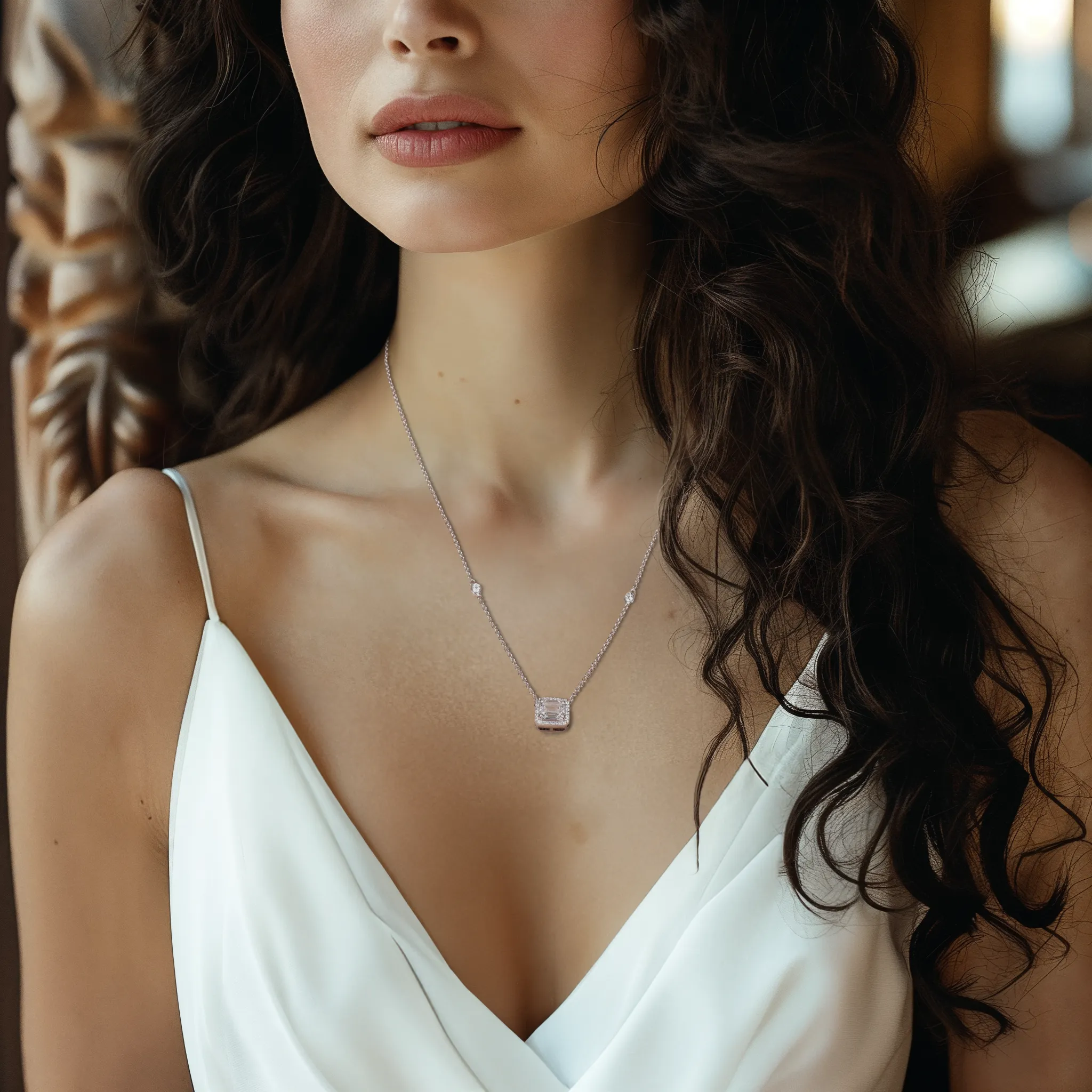 Radiant Halo Silver Necklace