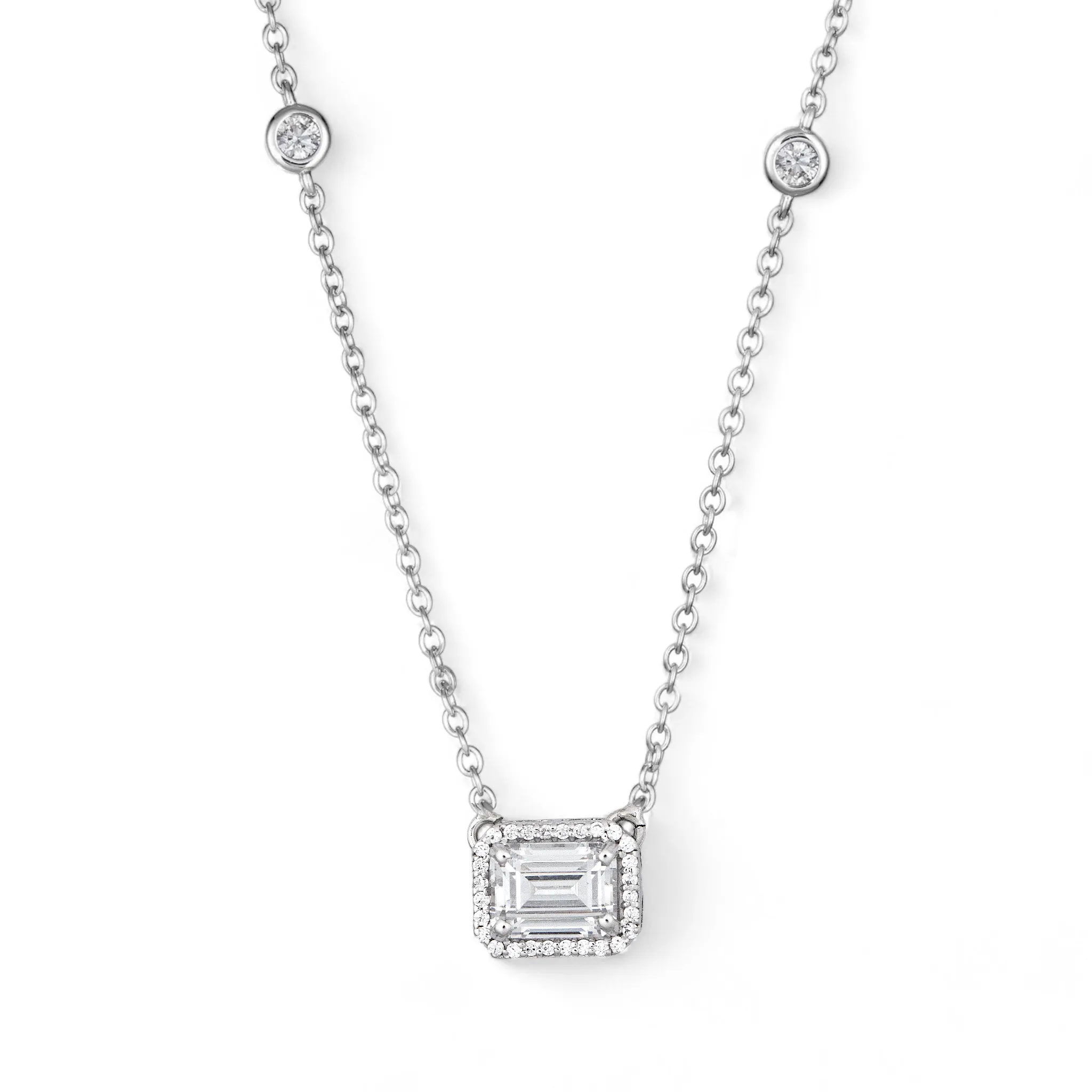 Radiant Halo Silver Necklace