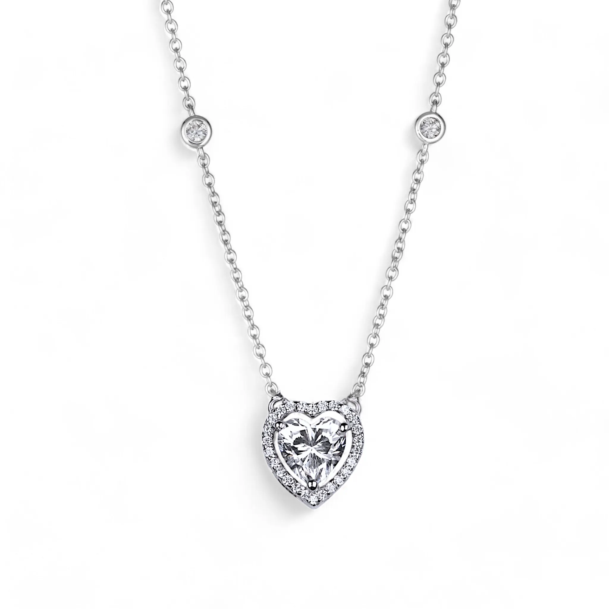 Heart Halo Harmony Silver Necklace