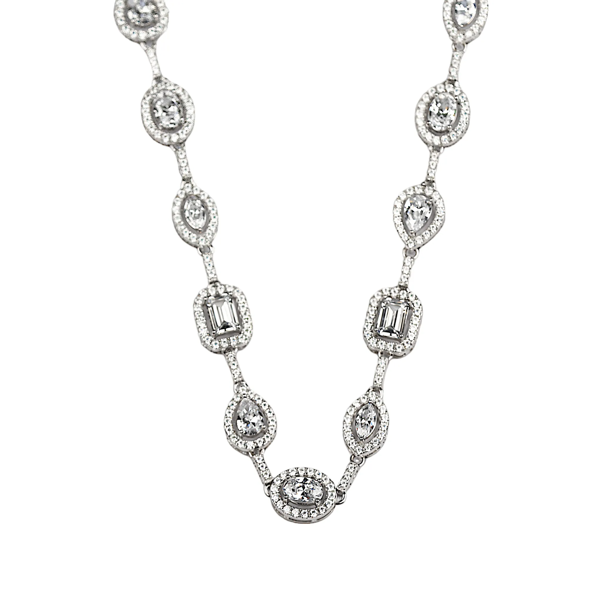 Celestial Cascade Long Silver Necklace