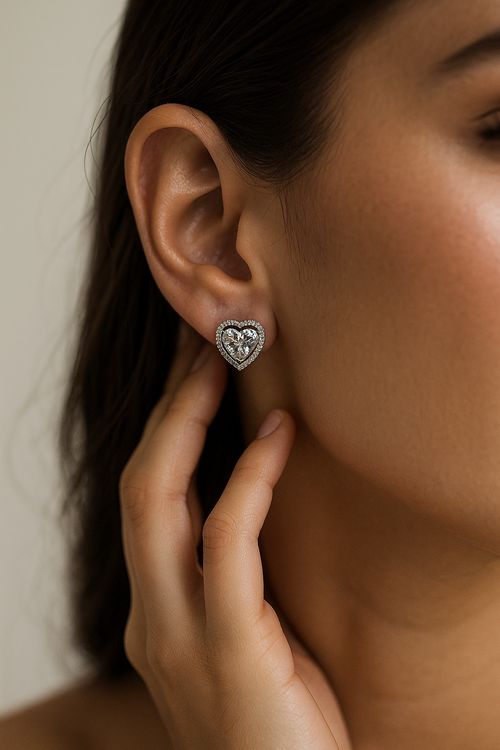 Heart Shaped Stud Earrings In 925 Silver