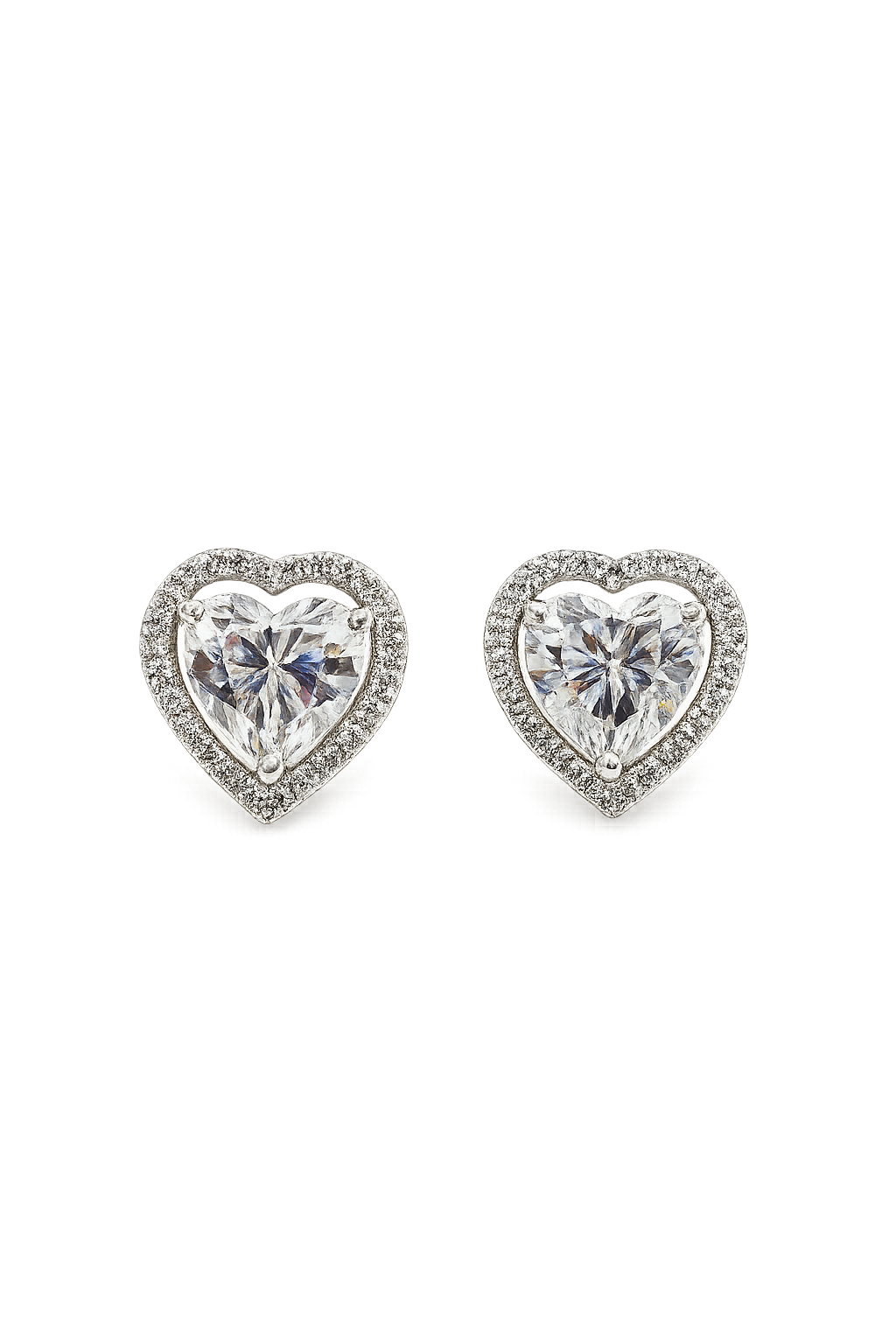 Heart Shaped Stud Earrings In 925 Silver