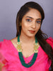 Gold Finish Kundan Polki & Semi Precious Beads Emerald