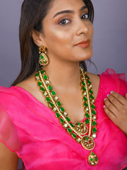 Gold Finish Kundan Polki Necklace Set
