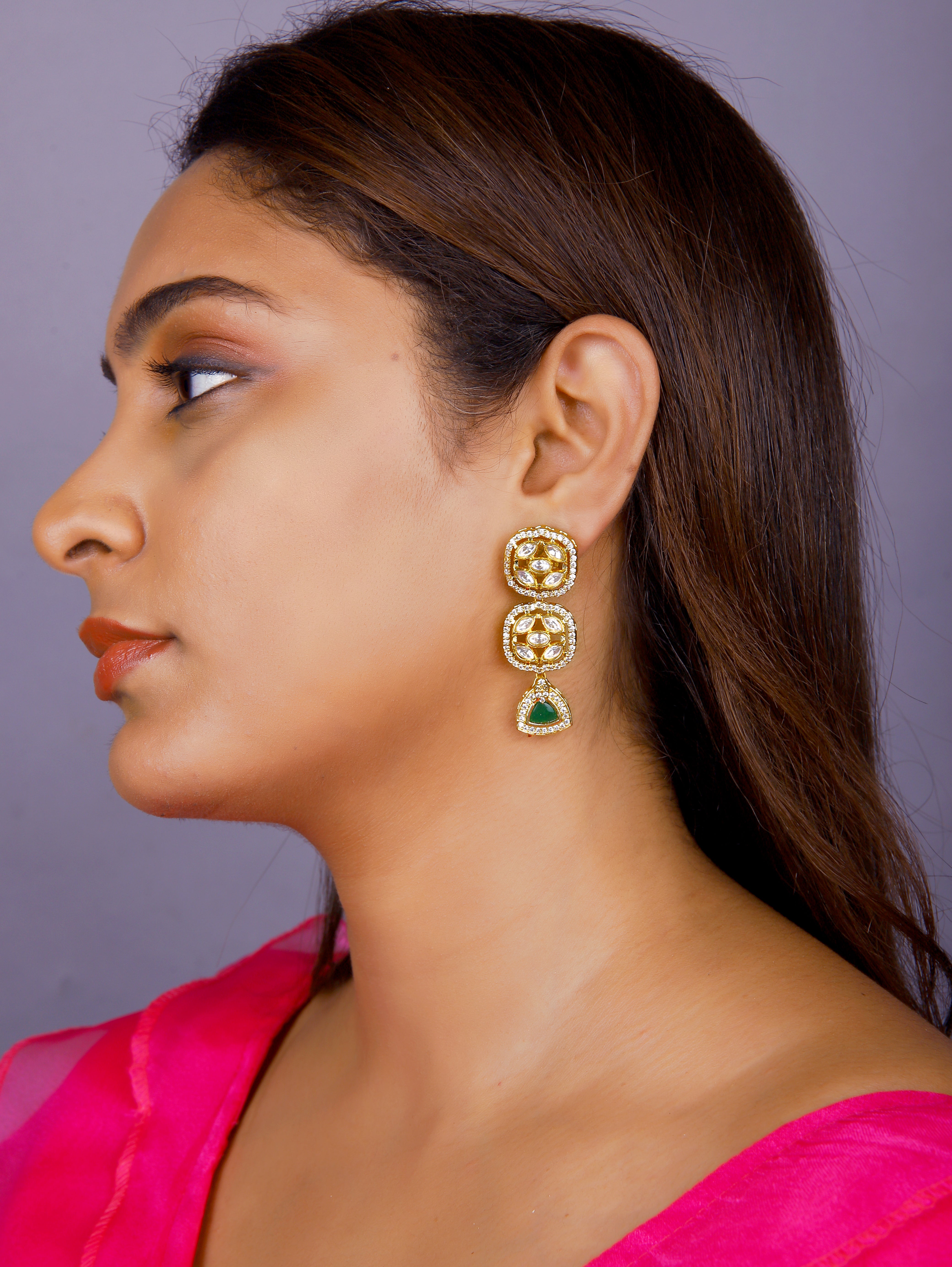 Gold Finish Green Minkari  Chokar Set  2