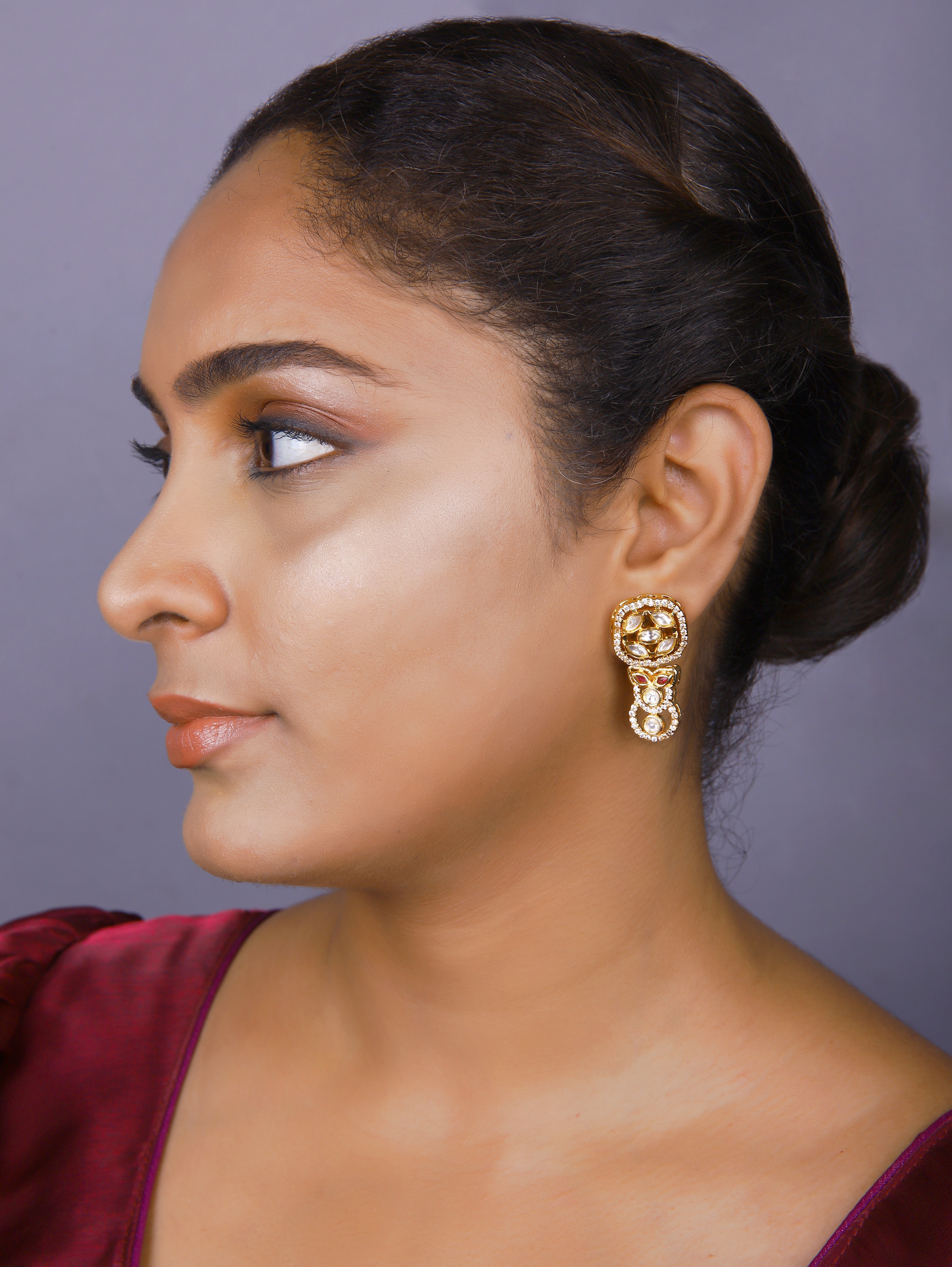 Gold Finish Kundan Polki  & Necklace Set