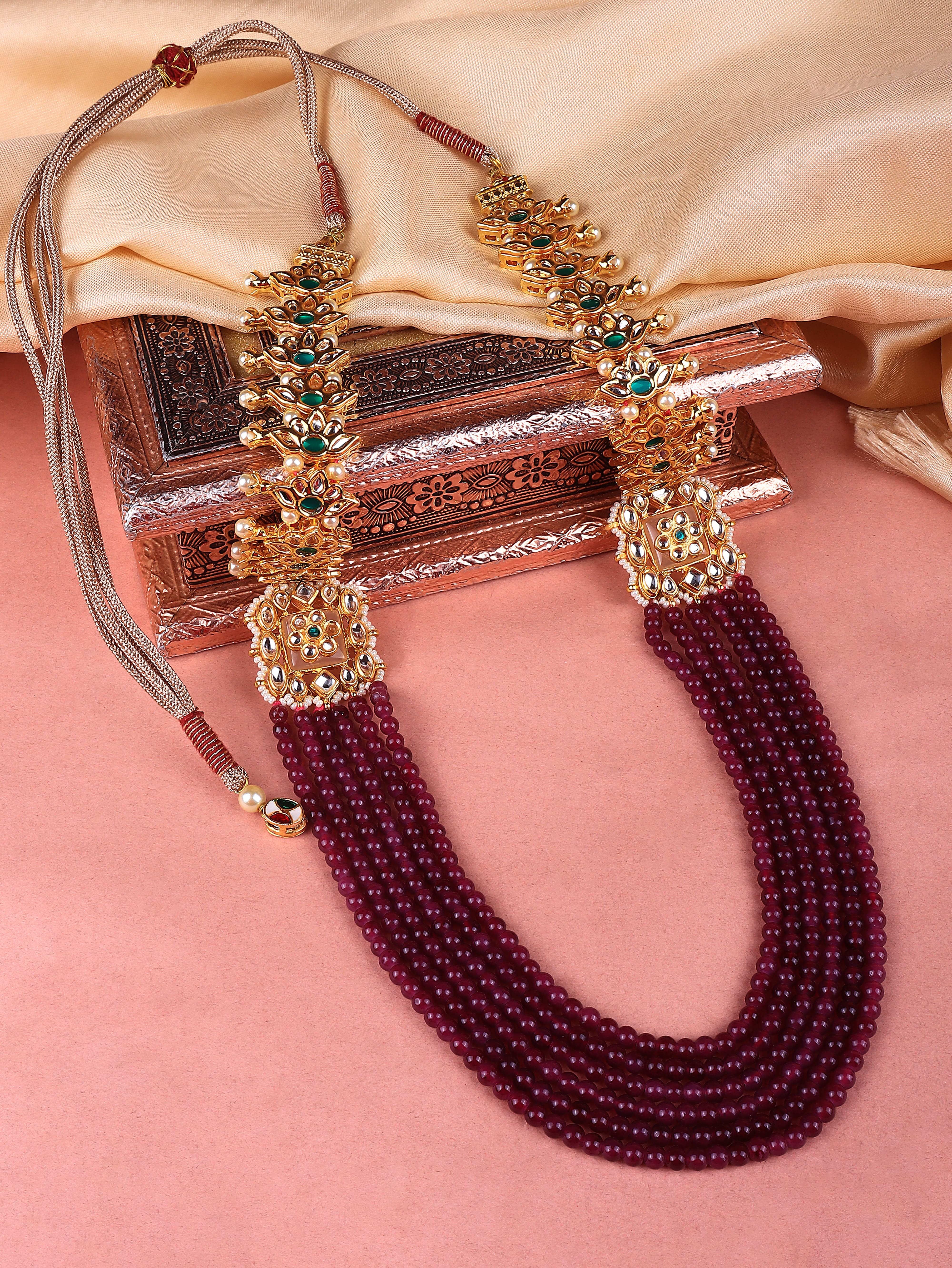 Gold Finish Kundan Polki & Semi Precious Beads